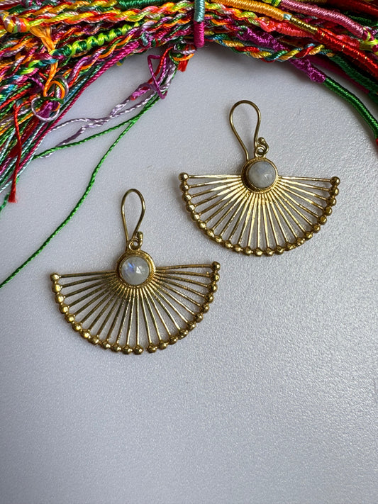 Golden moonstone boho earrings