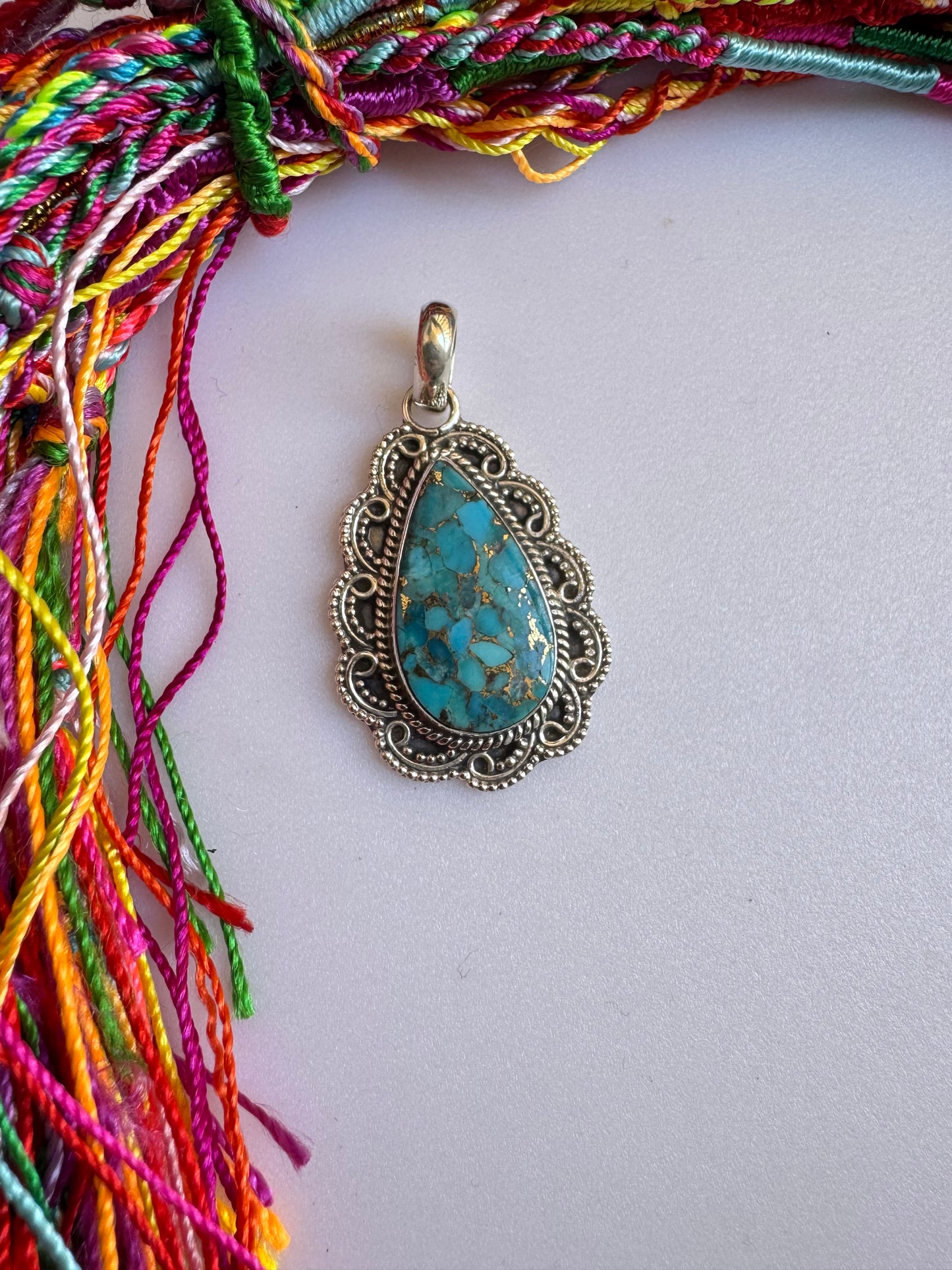 925 silver turquoise pendant 14L