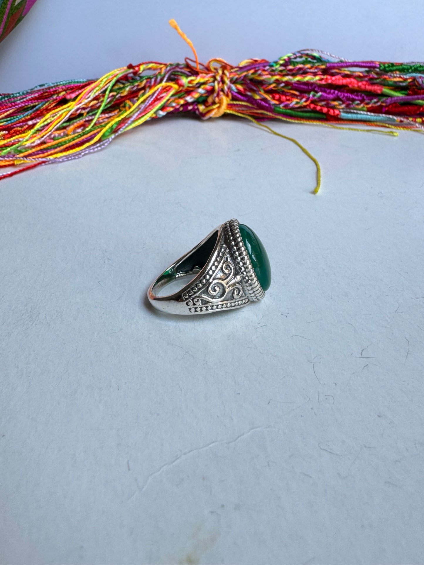 Anello argento 925 onice verde misura 16/17 OV1