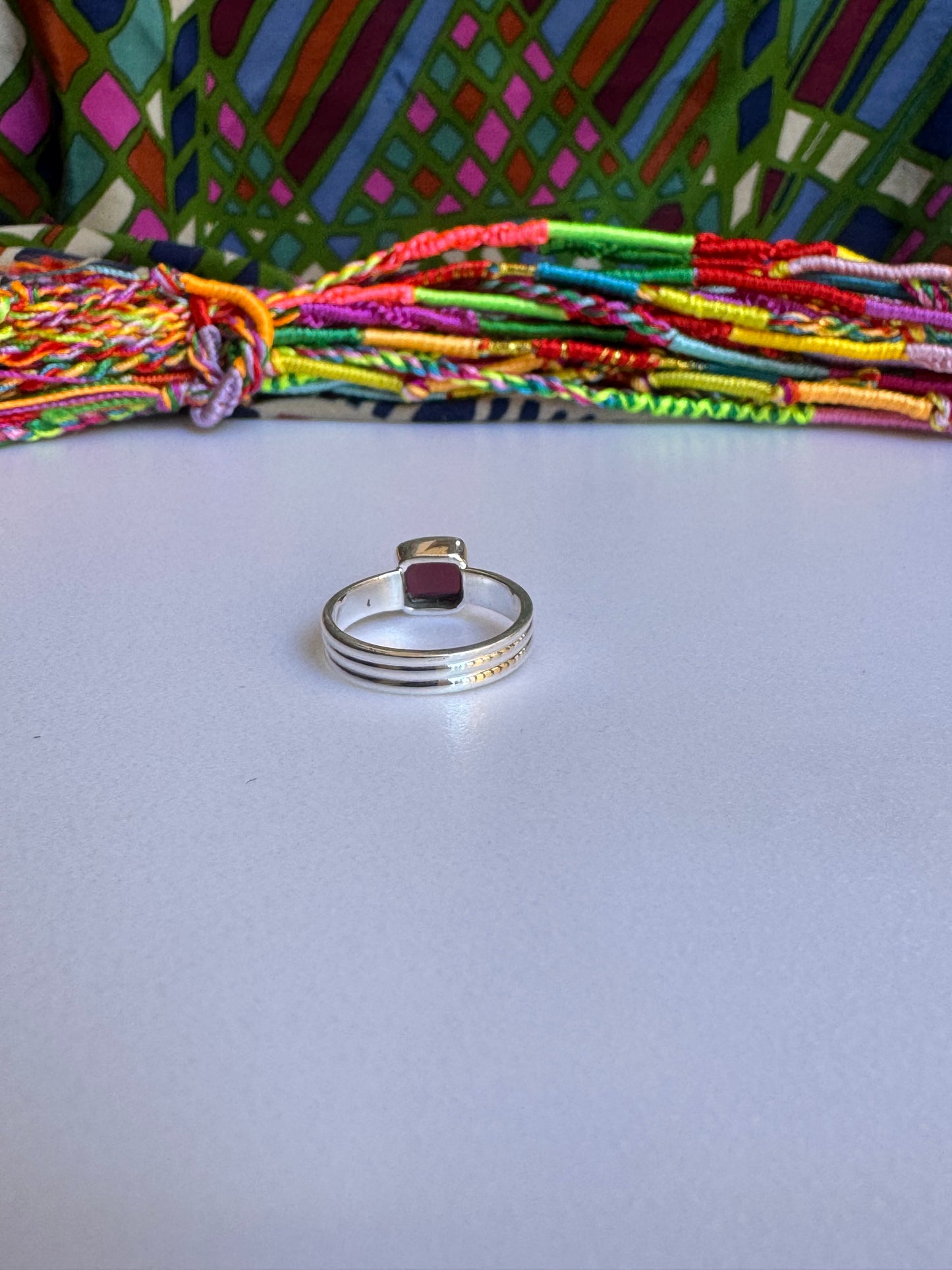 925er Silberring mit Granat, Größe 14 - G56