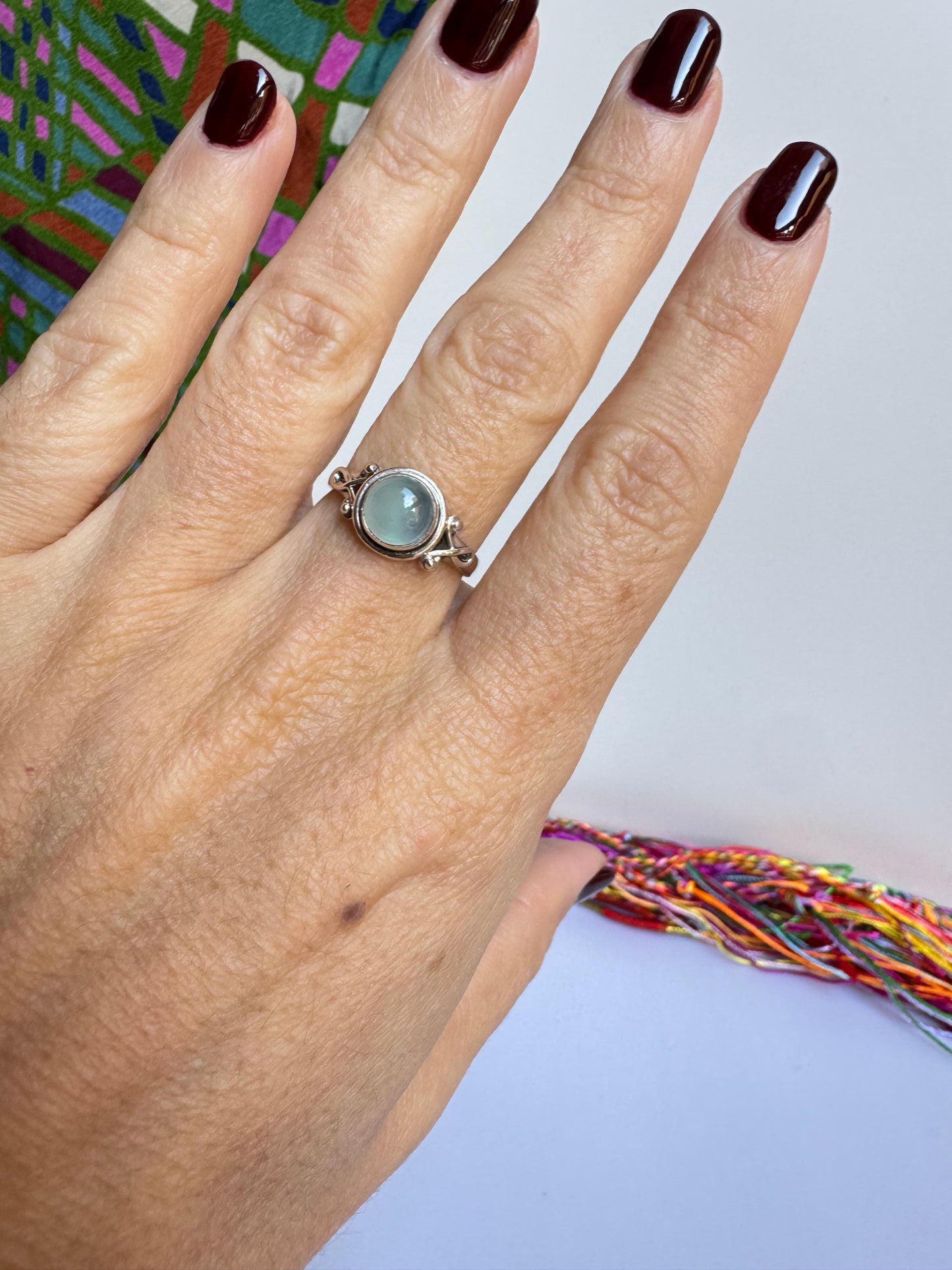 Anello argento 925 calcedonio misura 15 - 1CA