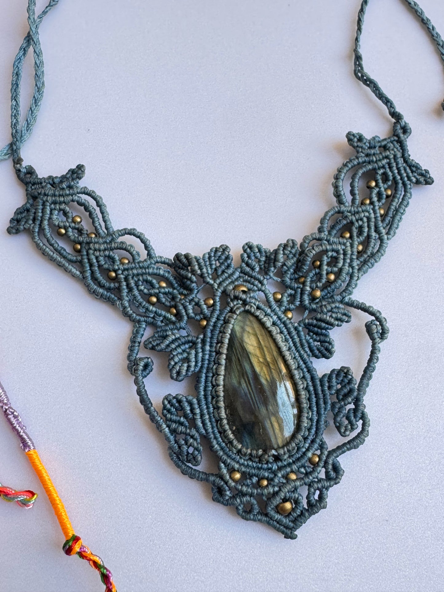Collana macramè labradorite A
