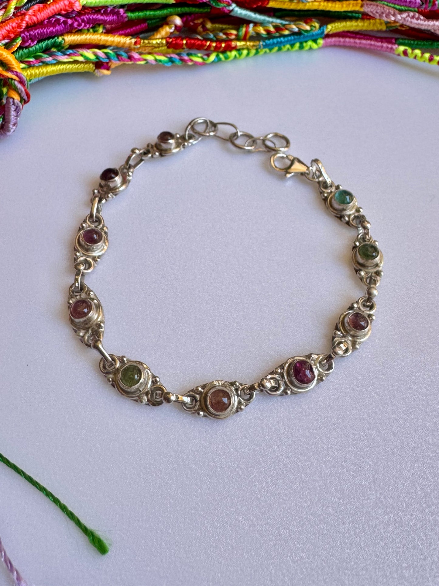 925 Silber Turmalin Armband B59