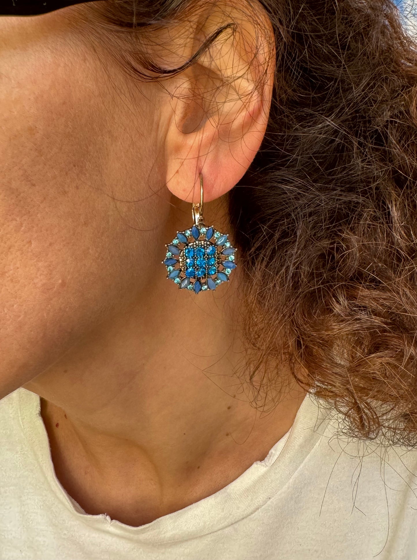 Blue silver earrings