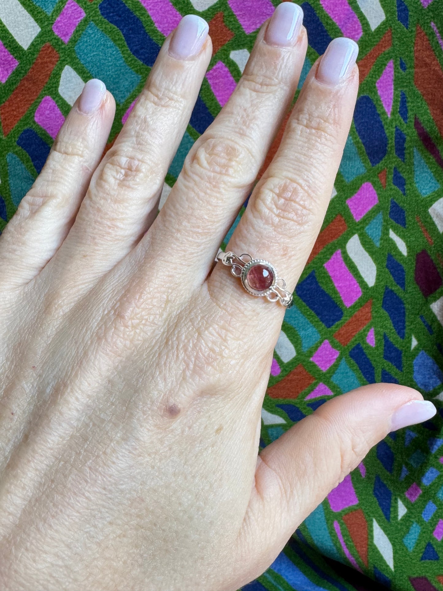 925 Silber Turmalin Ring Größe 22- TA11