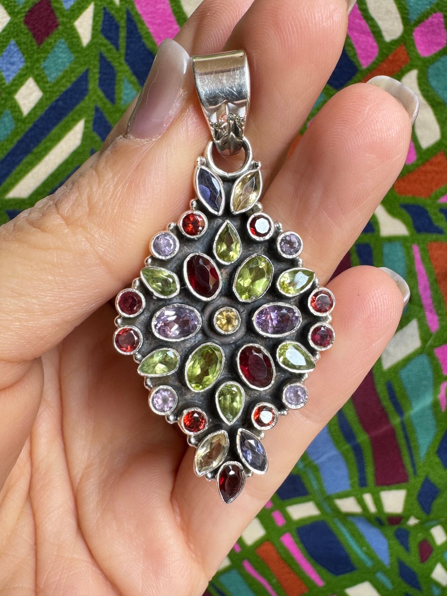 925 silver multi-stone pendant 20L