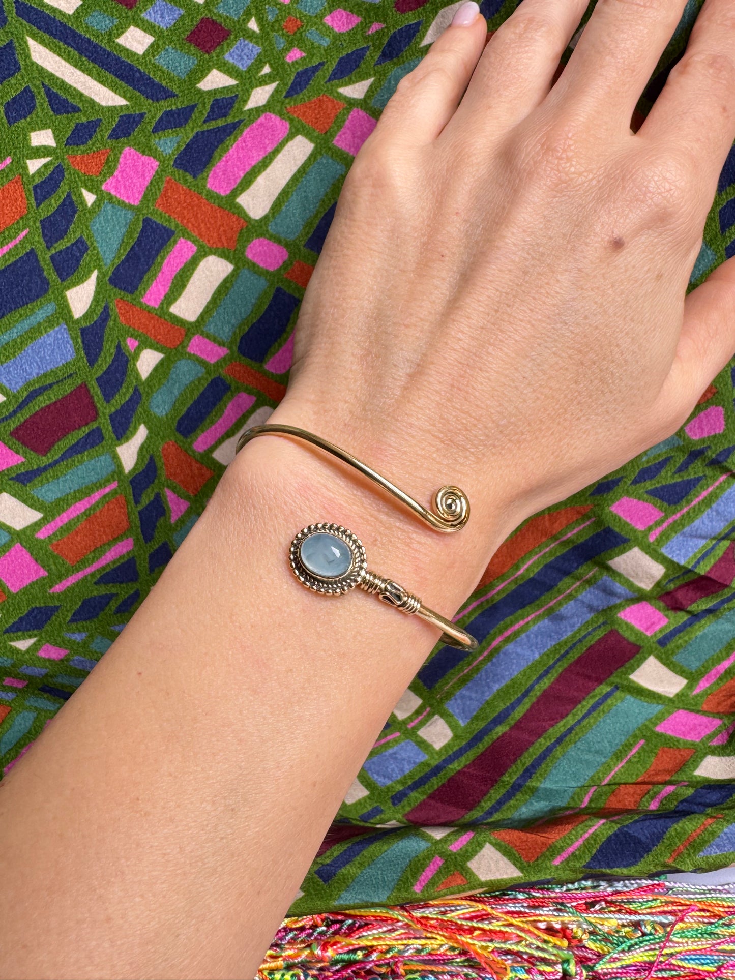 Golden sky blue boho bracelet