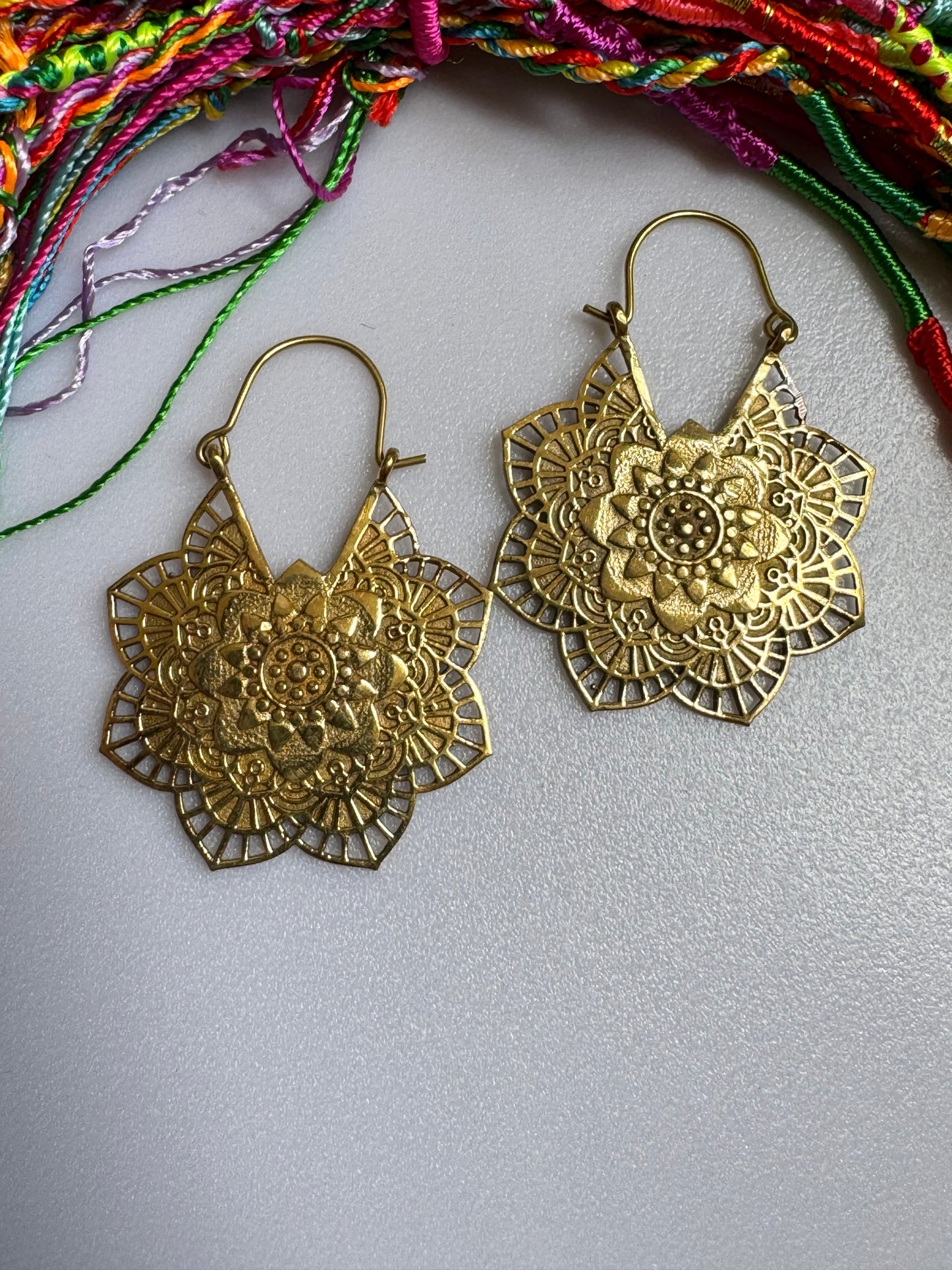 Golden mandala boho earrings