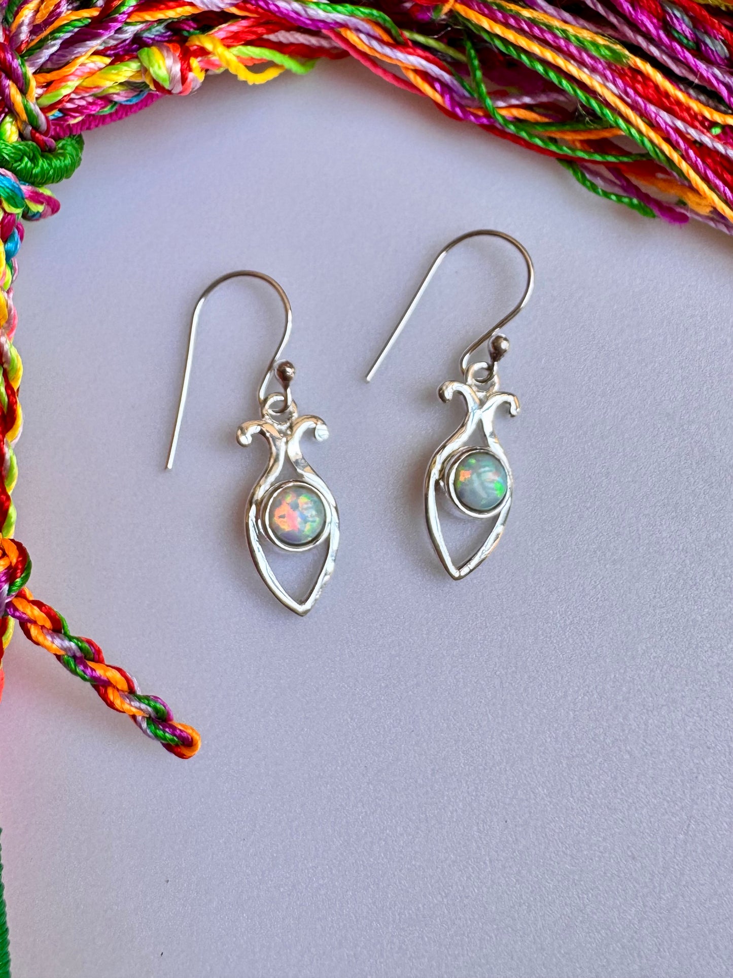 Orecchini argento 925 opale bianco A12