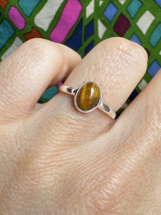 925 Silber Tigerauge Ring Größe 13 - F57