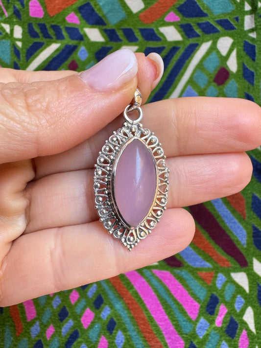 925 Silber Anhänger Rosa Opal C72