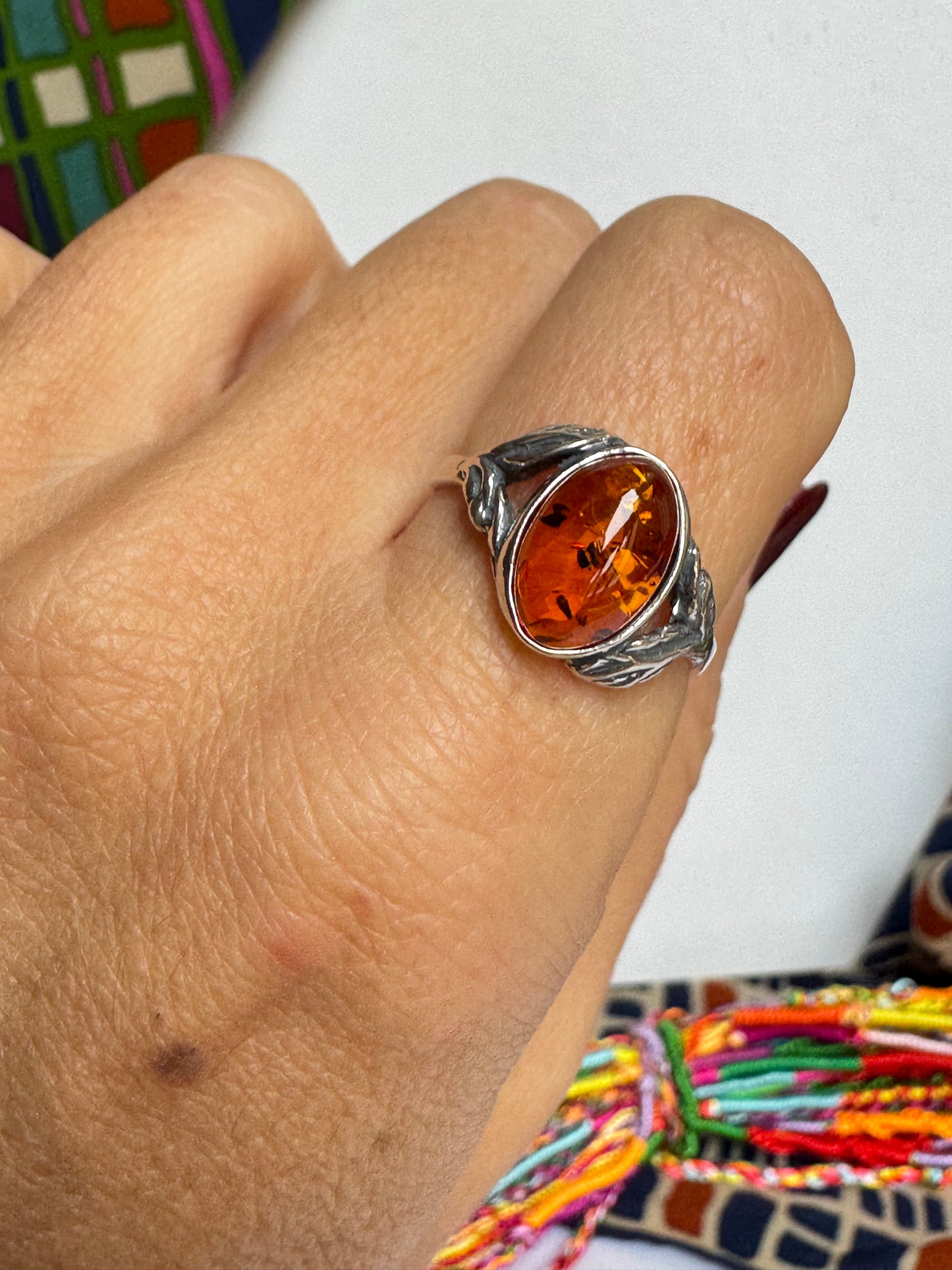 Anello argento 925 ambra misura 20 - 8AMB