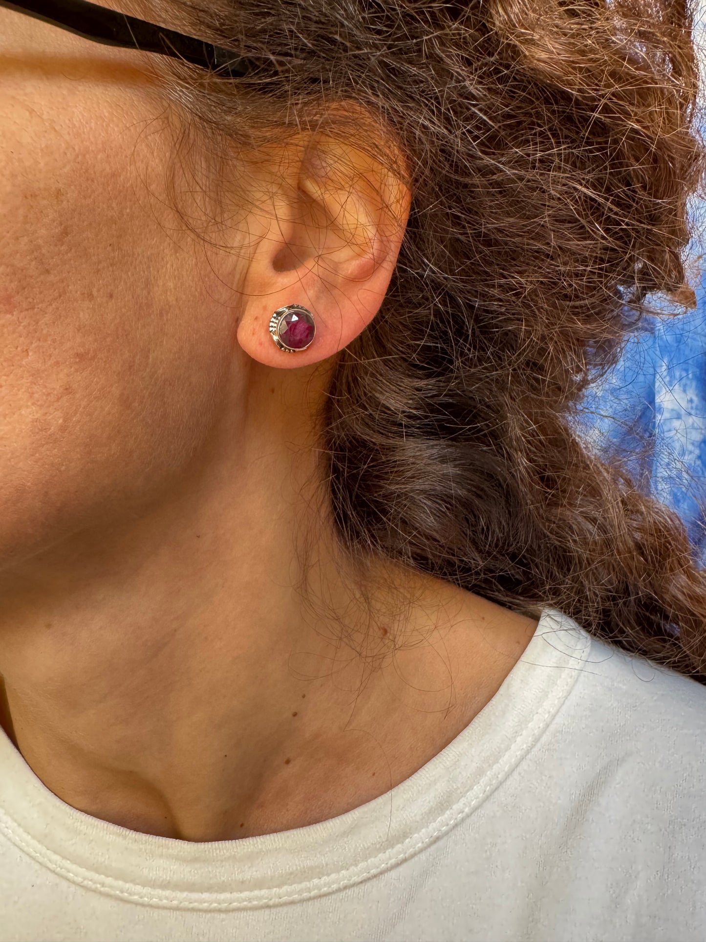 Orecchini lobo argento925 radice di rubino