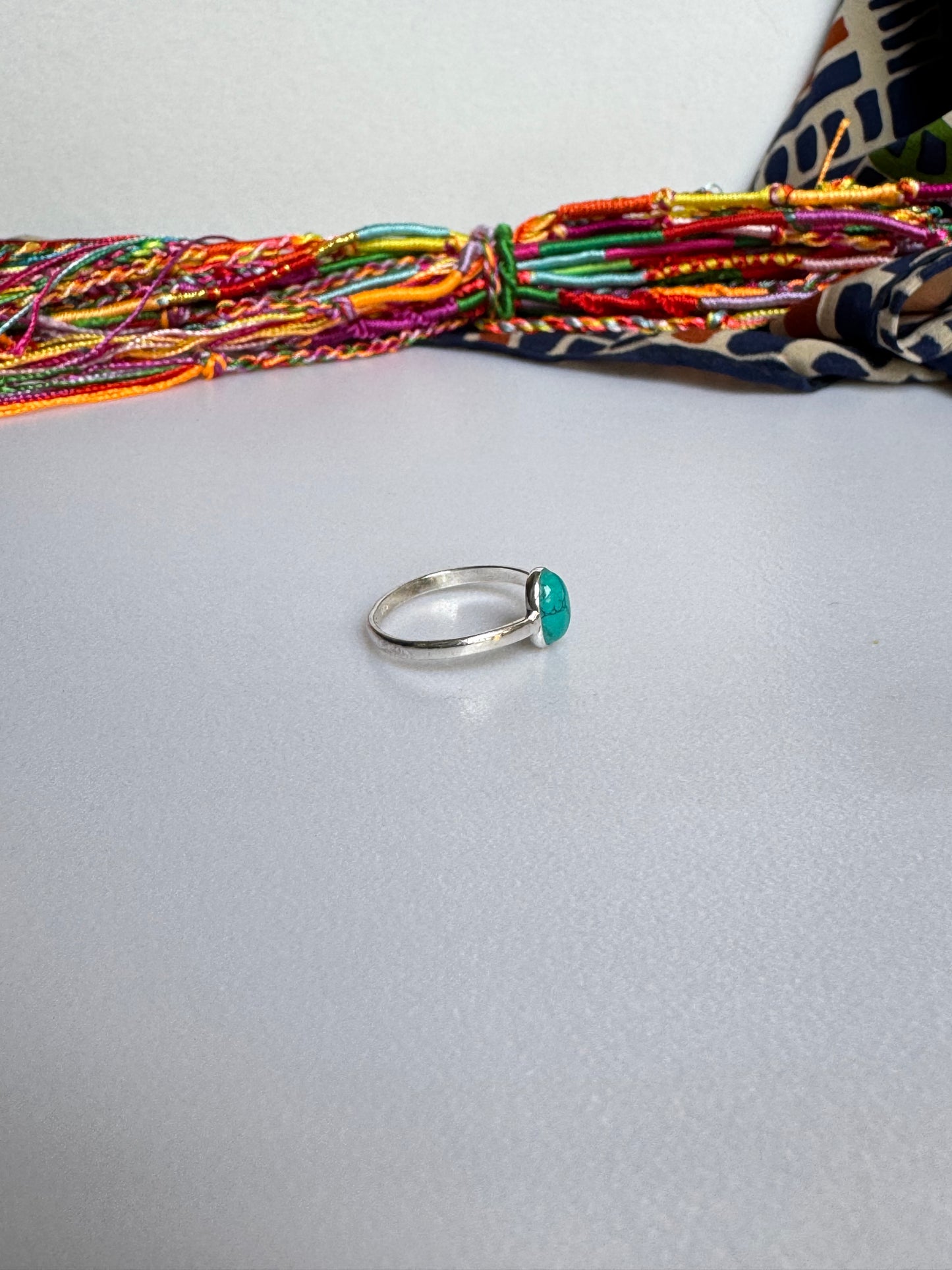 Anello argento 925 turquenite howlite turchese misura 17/18 23WE
