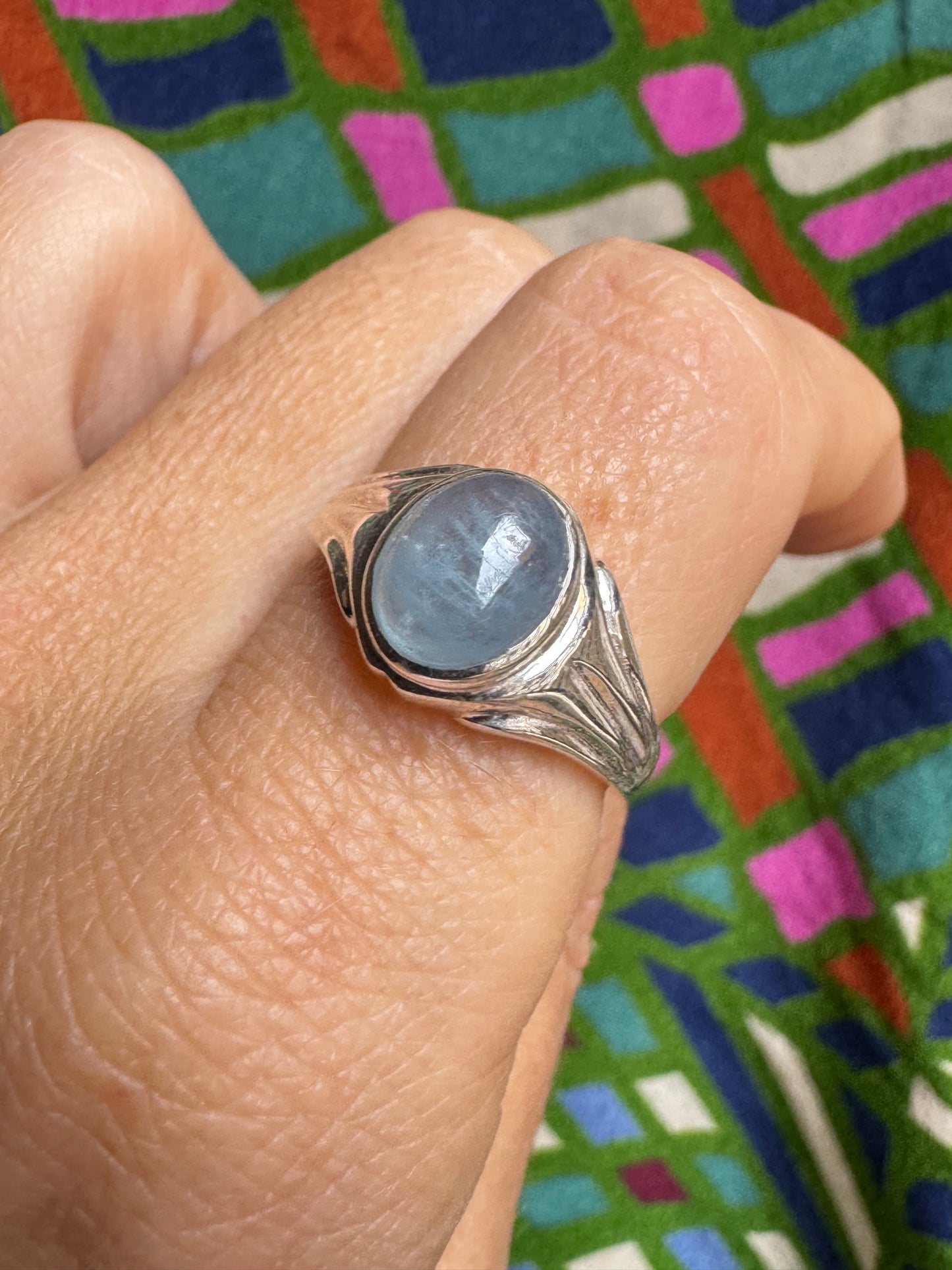 925 silver aquamarine ring size 17 - 6L