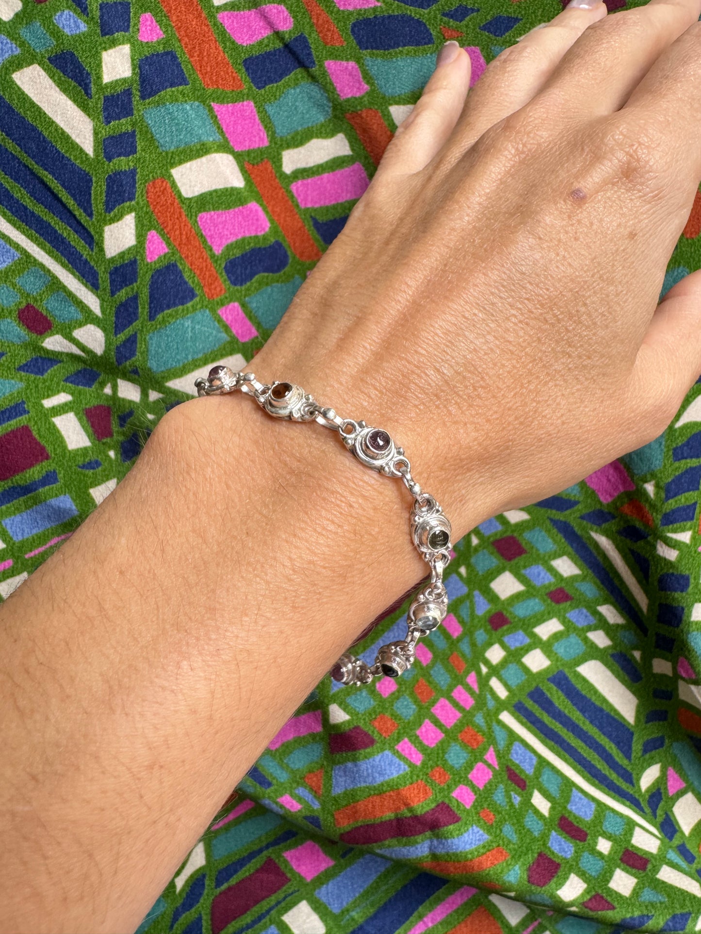 925er Silber Turmalinarmband B66