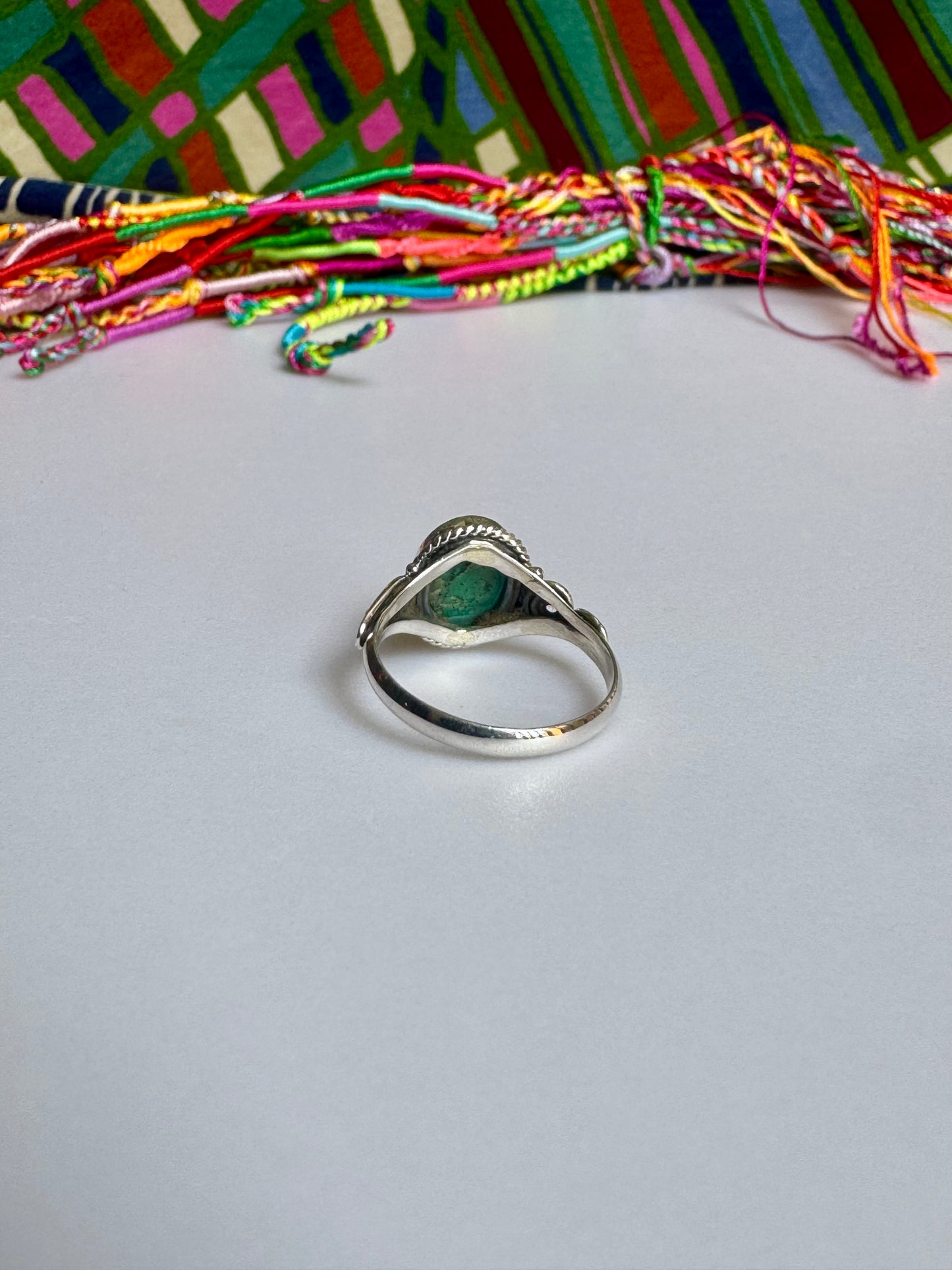 925 silver ring with turquoise, howlite, and flawed turquoise, size 17 - G25