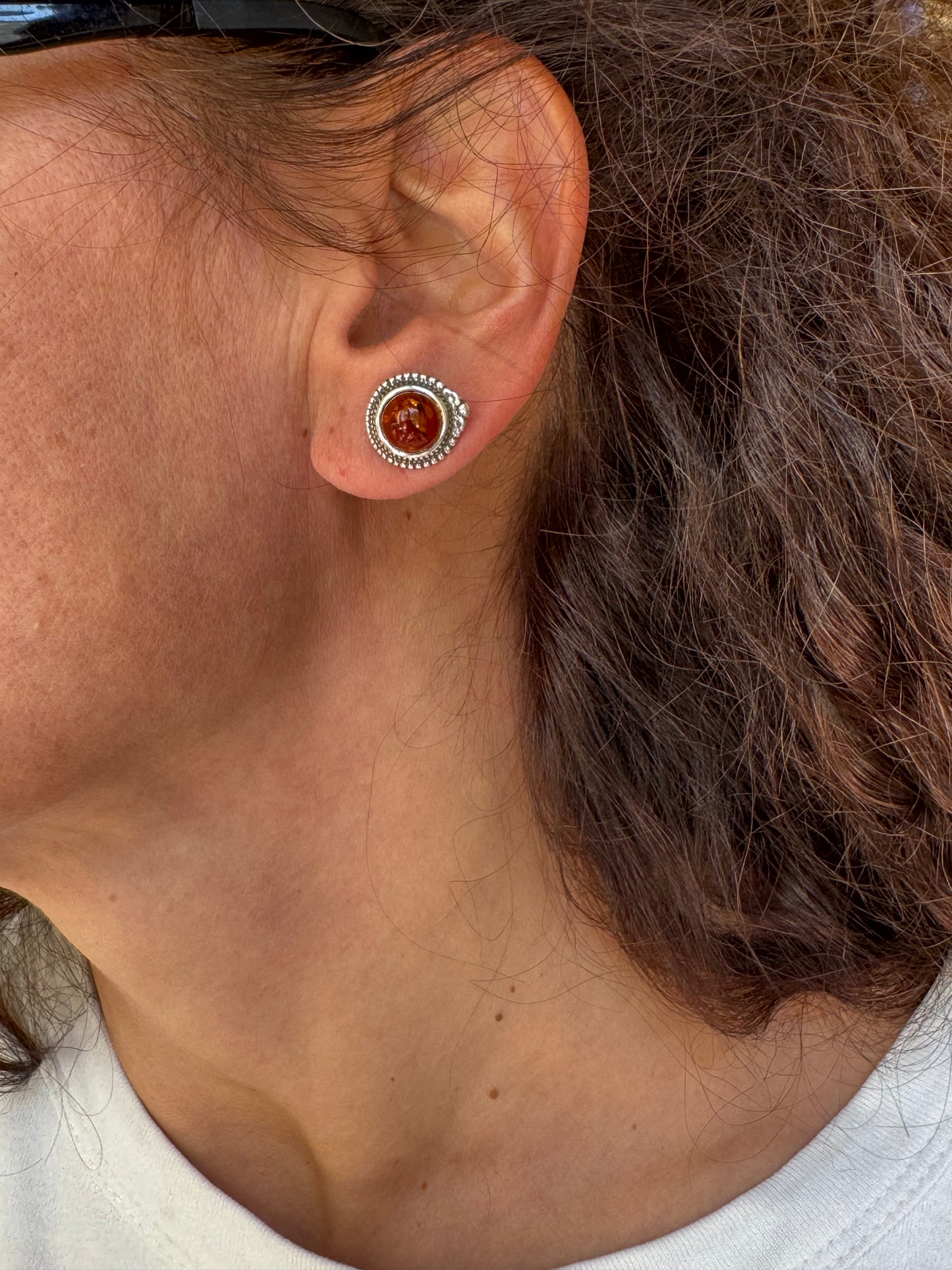 925 silver amber stud earrings 35AM