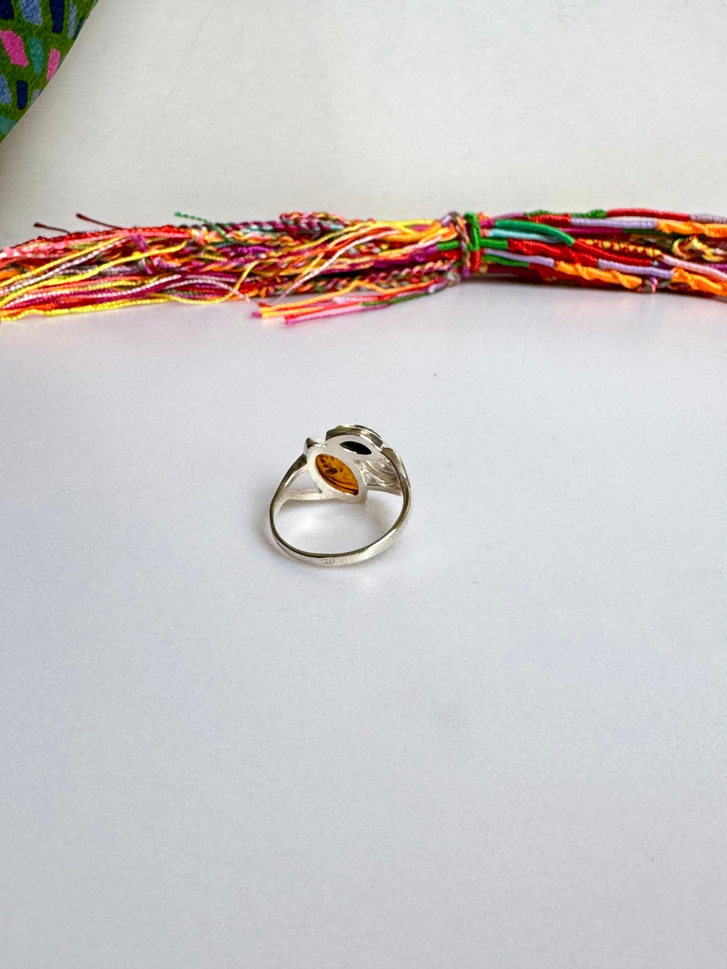 Anello argento 925 ambra misura 21/22 - 18AMB