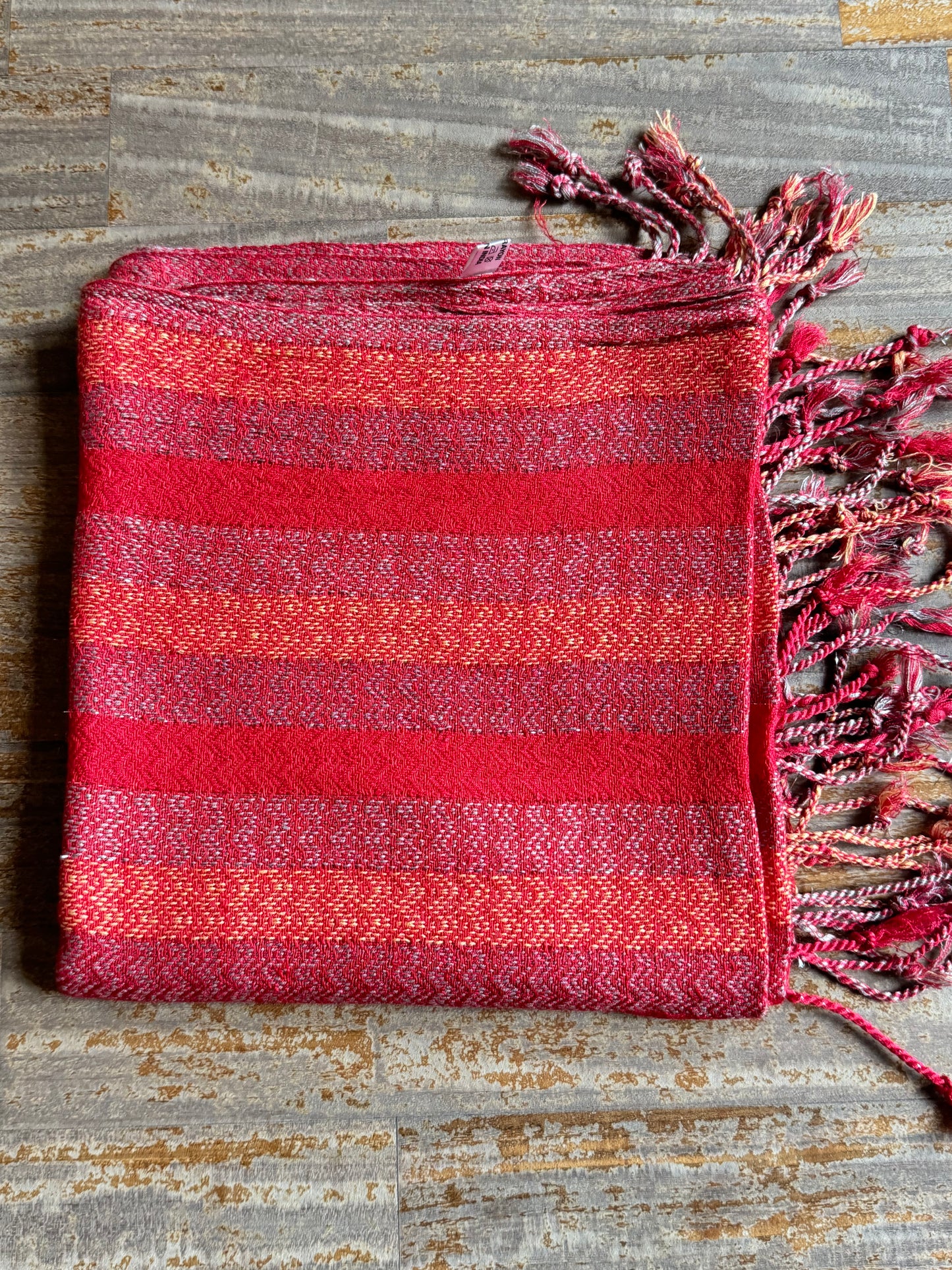 Pashmina scarf stole India fuchsia red and light blue