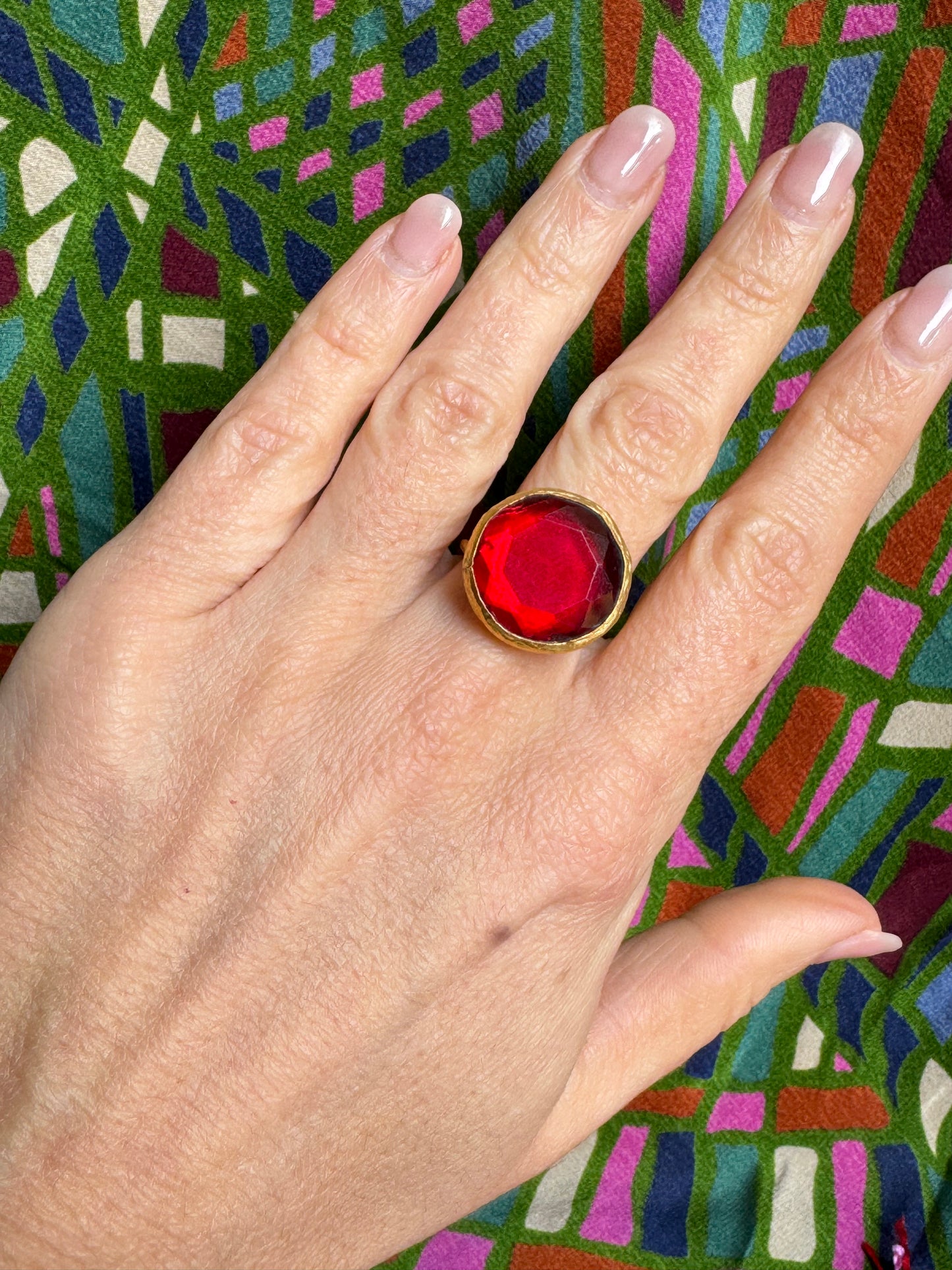 Red round golden ring