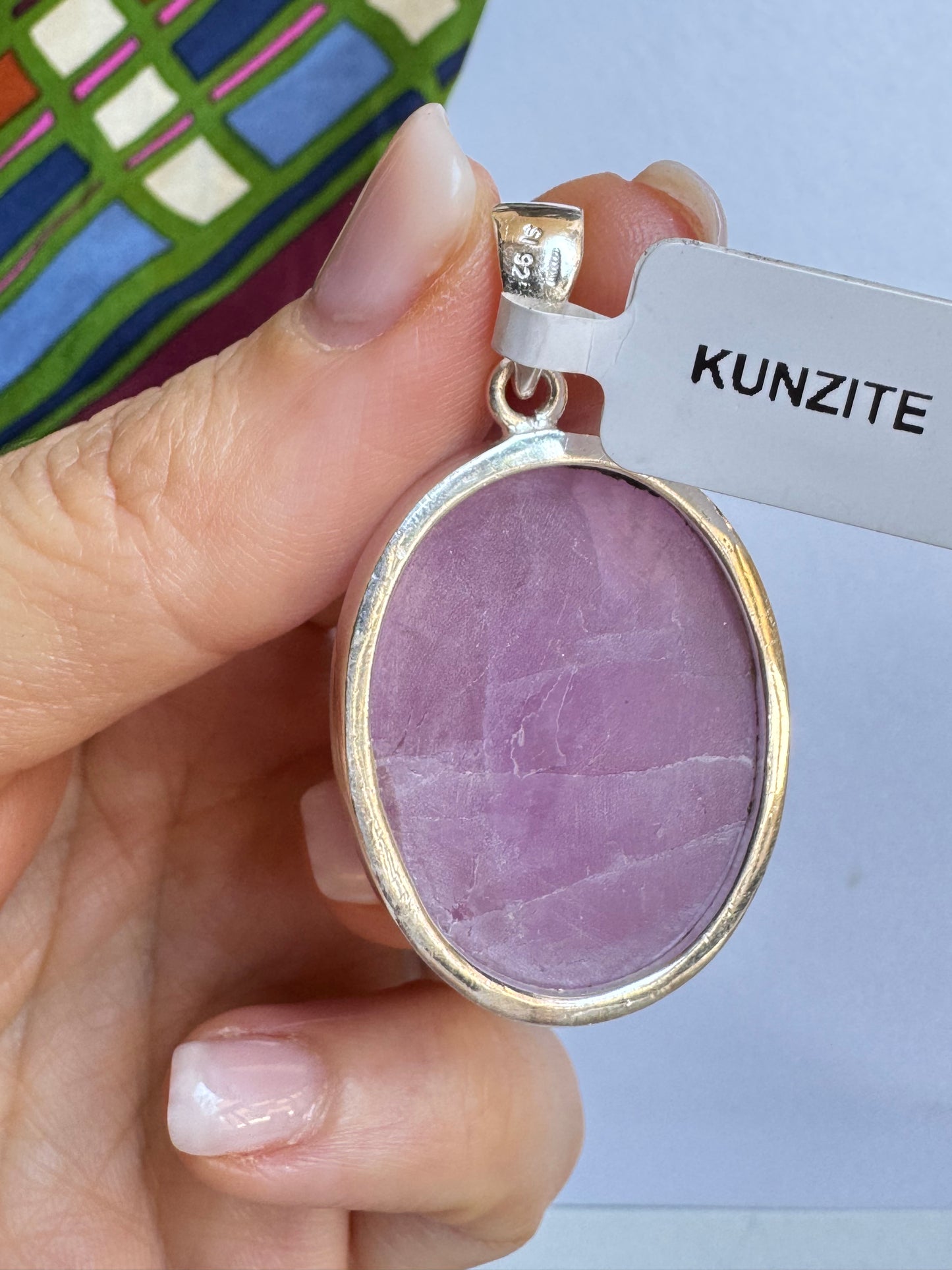 Ciondolo pendente argento 925 kunzite 21K