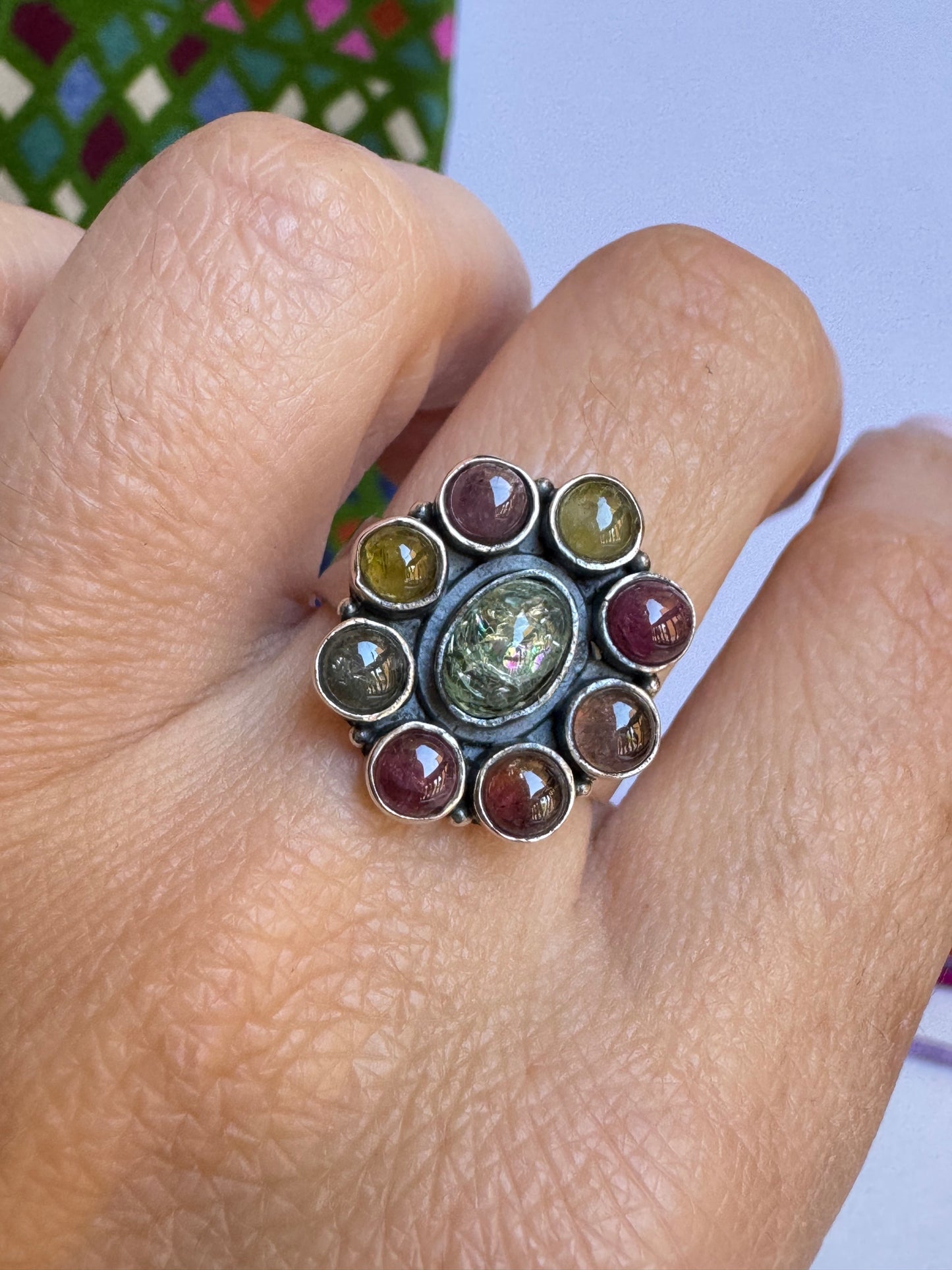 Anello argento 925 tormalina misura 17/18 - TA55