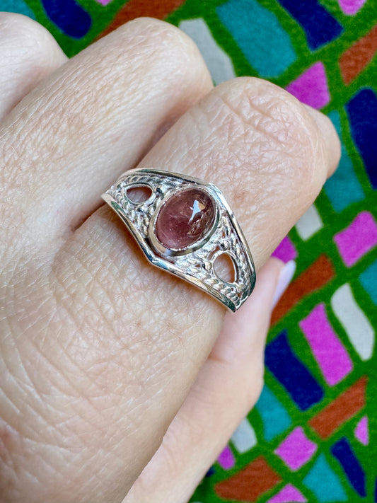 925 Silber Turmalin Ring Größe 20- TA8