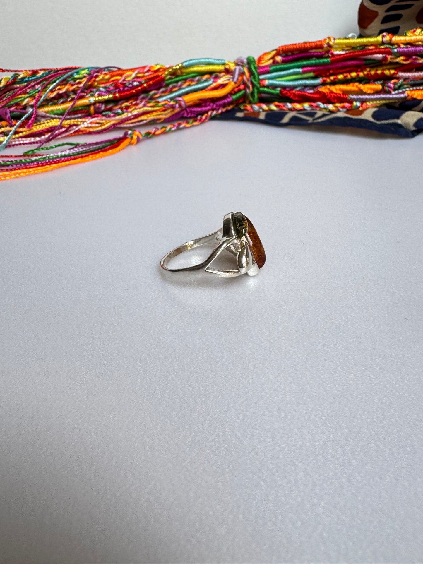 Anello argento 925 ambra misura 12 - 12AMB