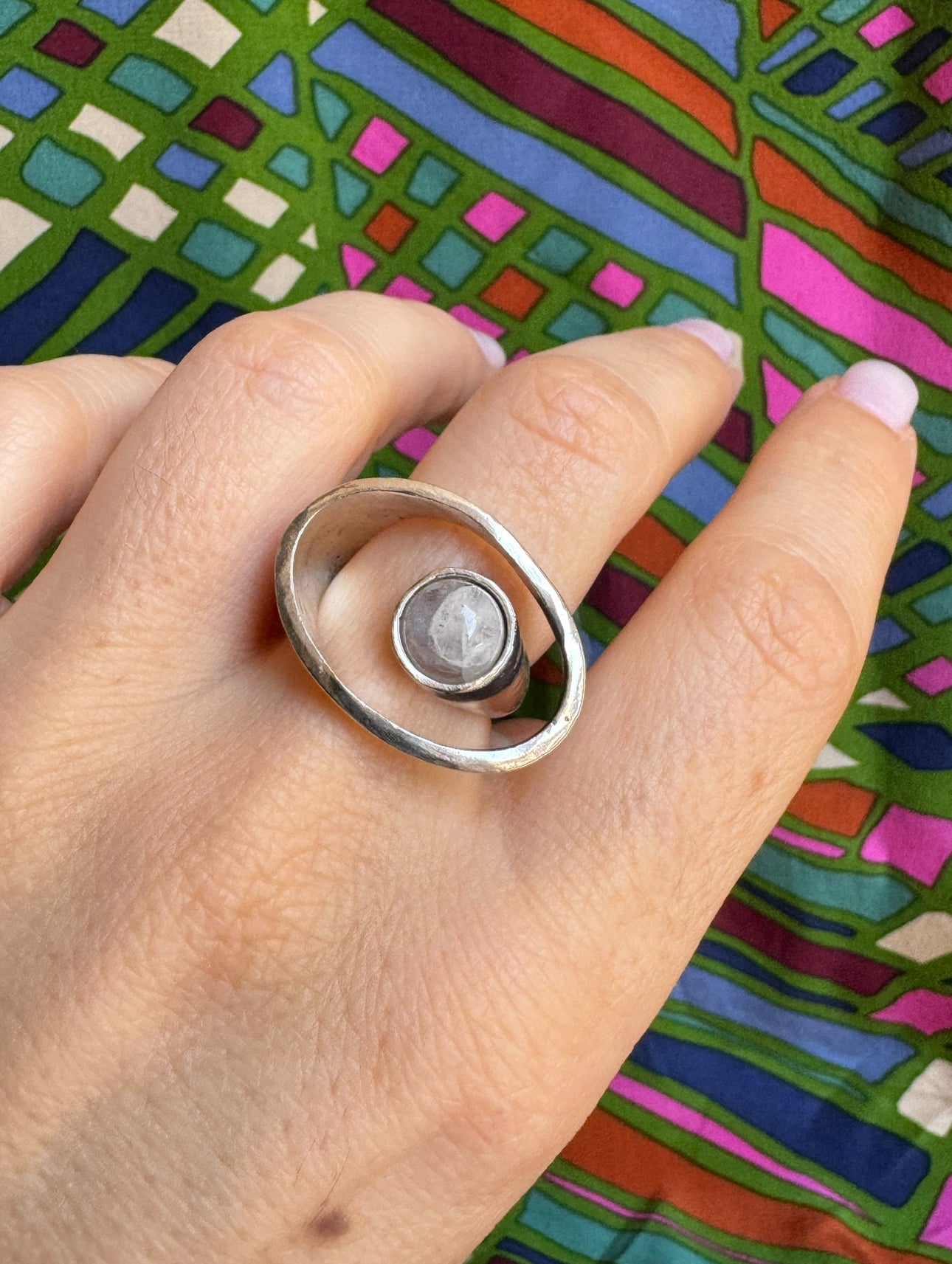 Boho silver moonstone ring