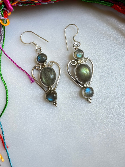 925 labradorite silver earrings