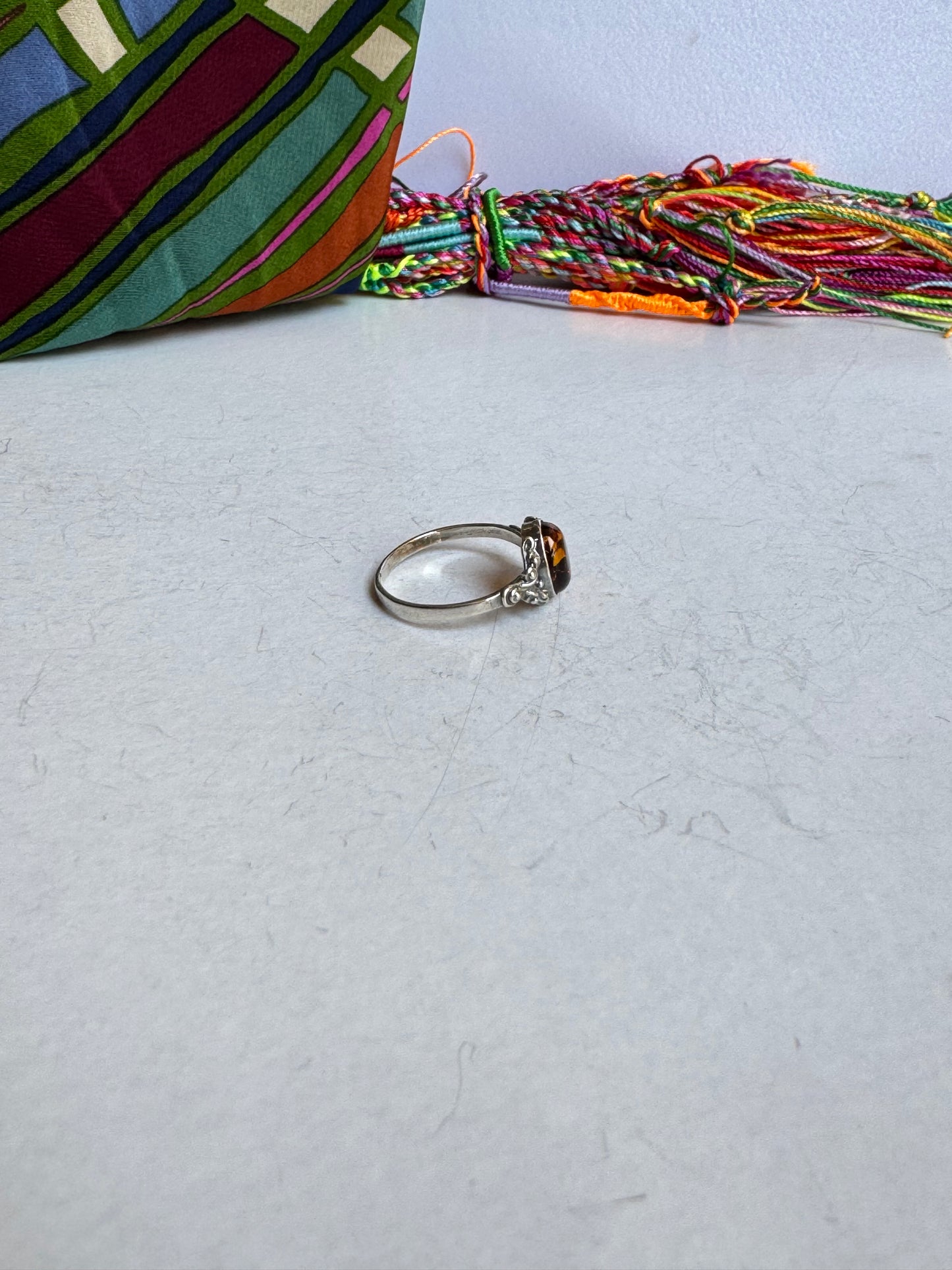 Anello argento 925 ambra misura 17 - 32AMB