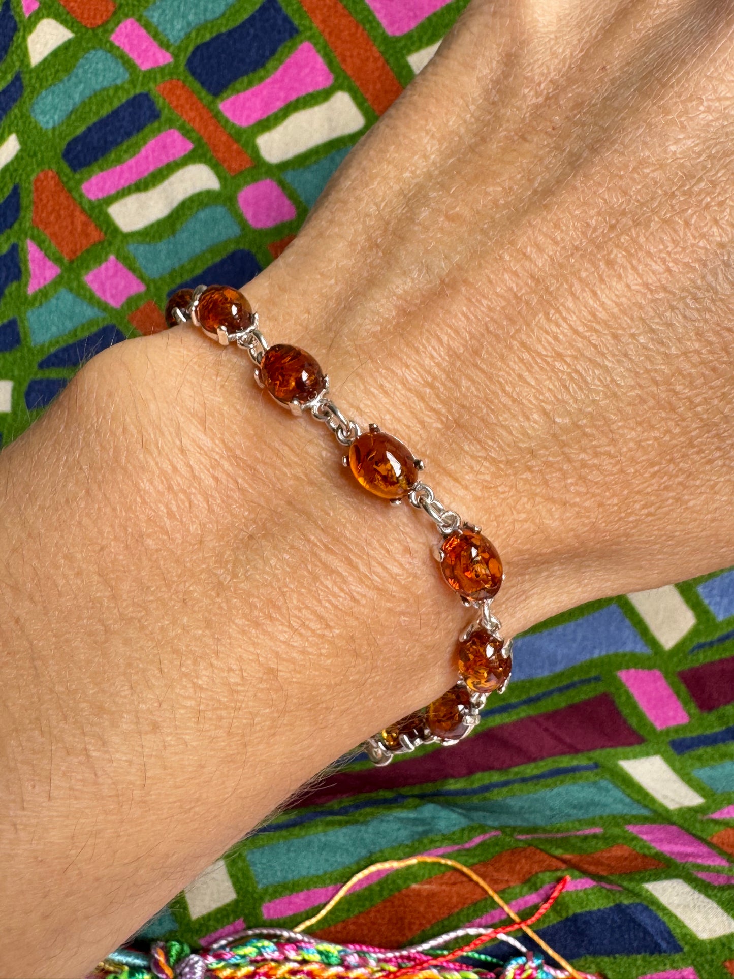 925 silver amber bracelet 6AB