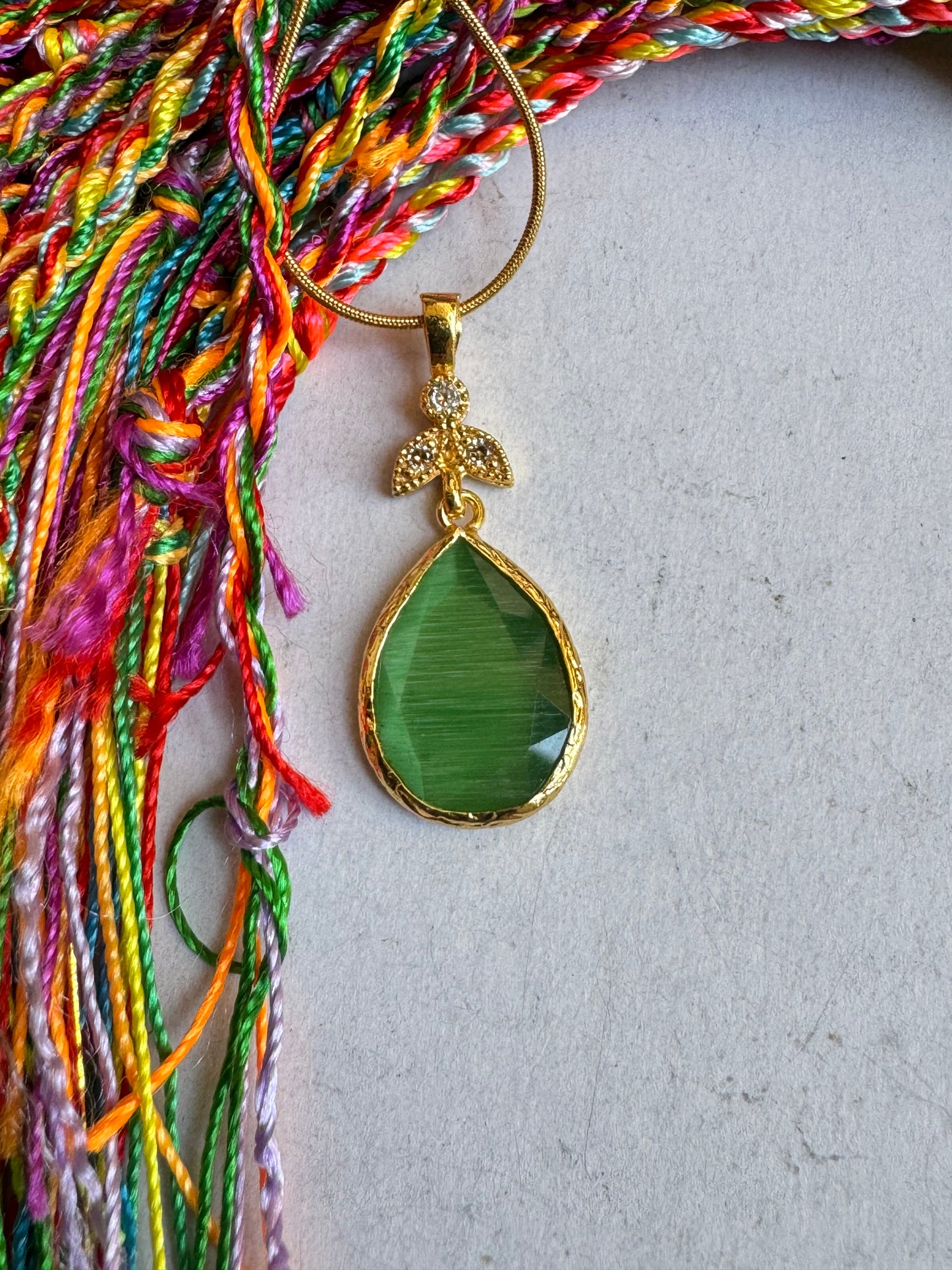 Green drop stone pendant