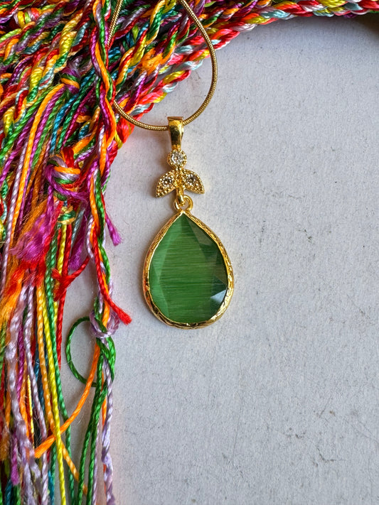 Green drop stone pendant