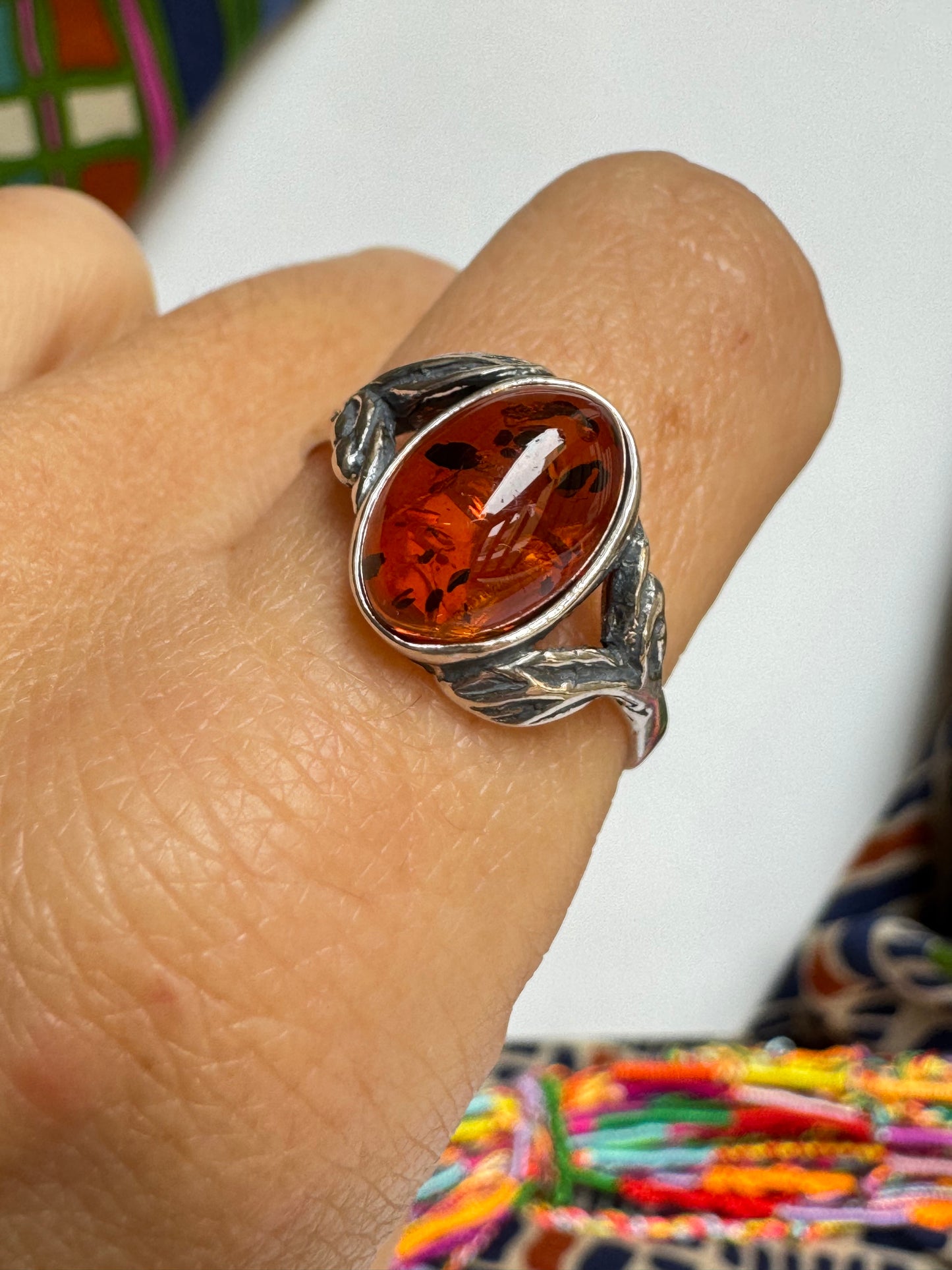 Anello argento 925 ambra misura 22 - 2AMB