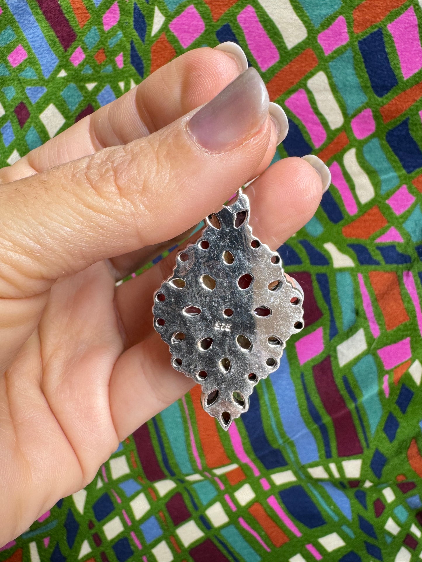 925 silver multi-stone pendant 20L