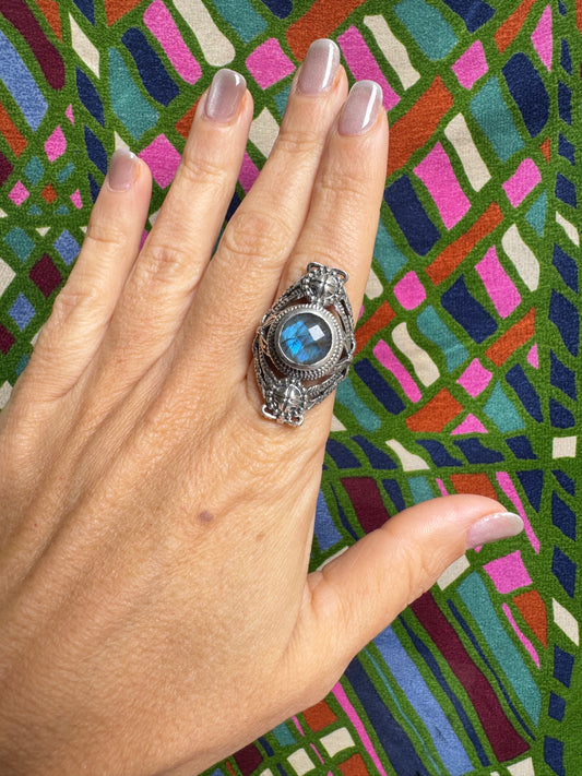 Anello argento 925 labradorite misura 17/18 - 5LA