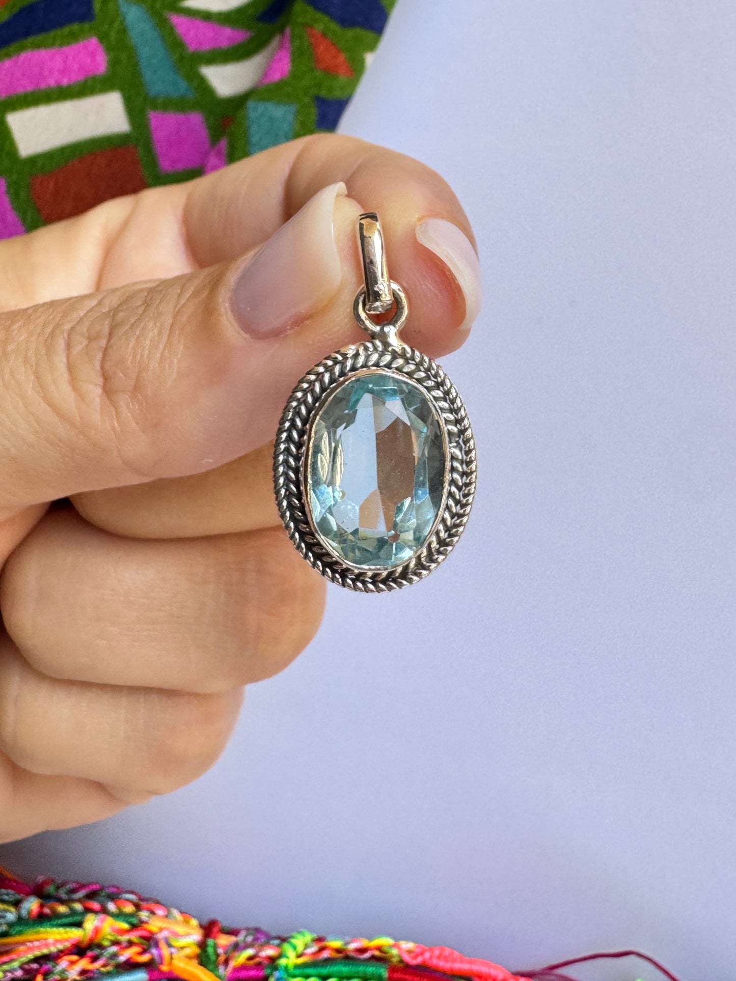Ciondolo pendente argento 925 acquamarina 35K
