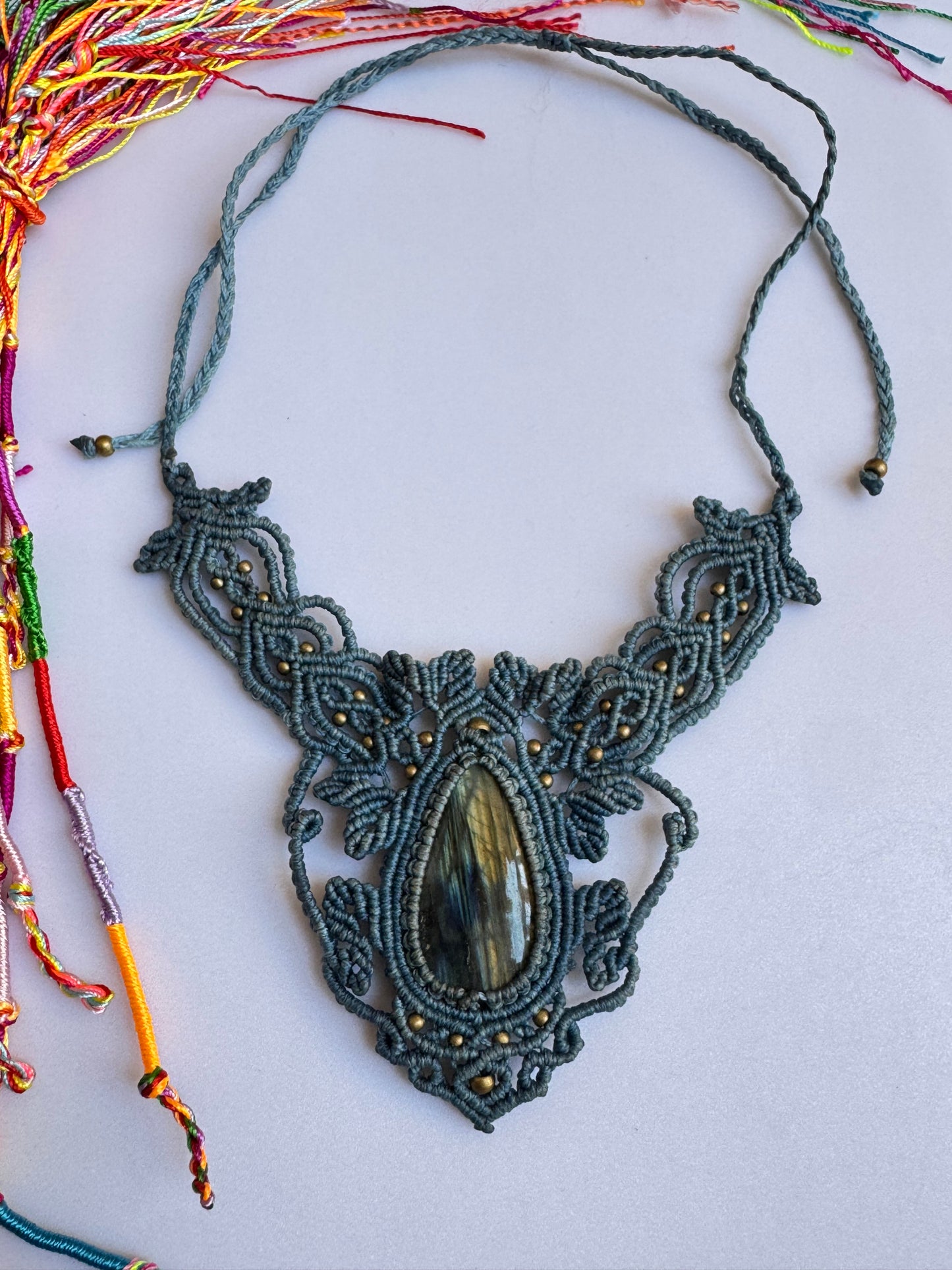 Collana macramè labradorite A