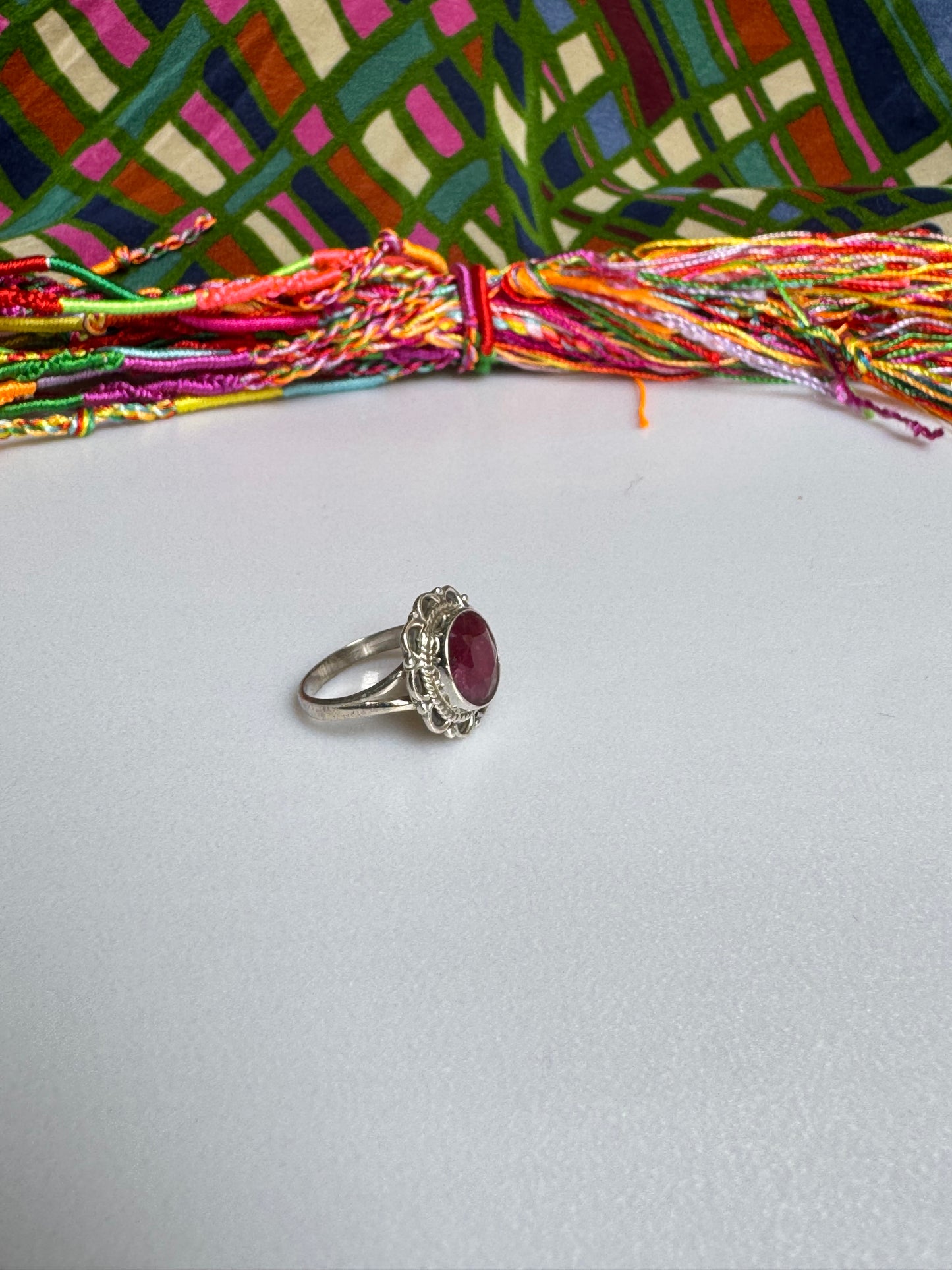 Anello argento 925 radice di rubino misura 14 - 16AM