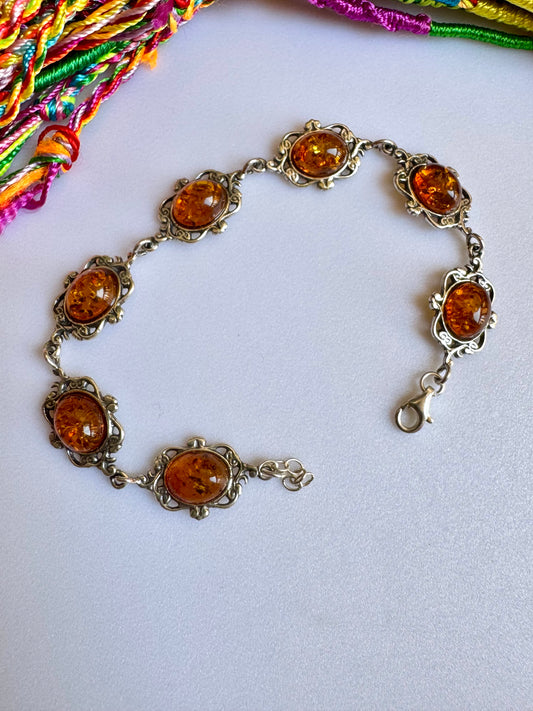 Armband Silber925 Bernstein 2AB