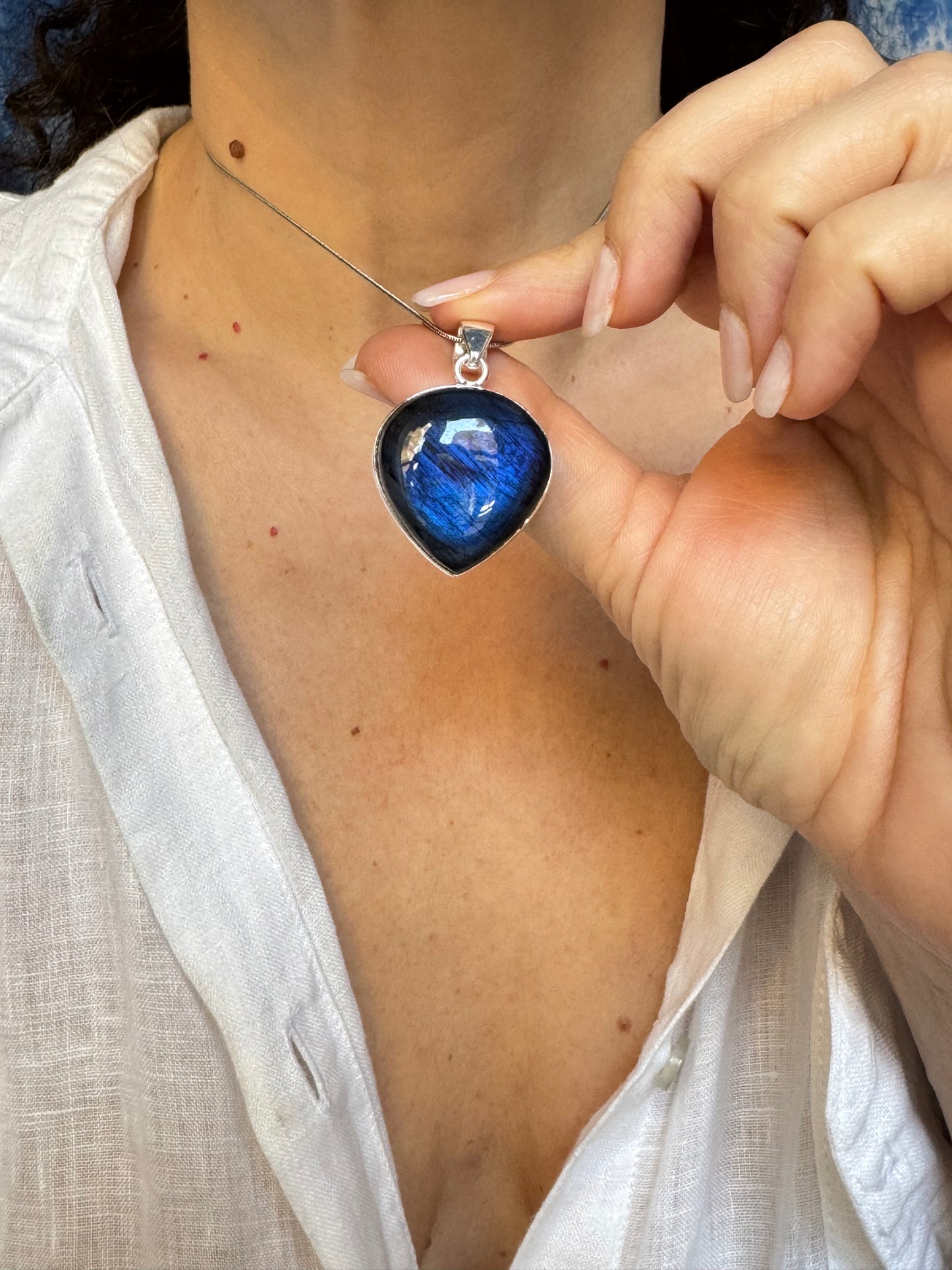 Ciondolo pendente argento 925 labradorite 22K