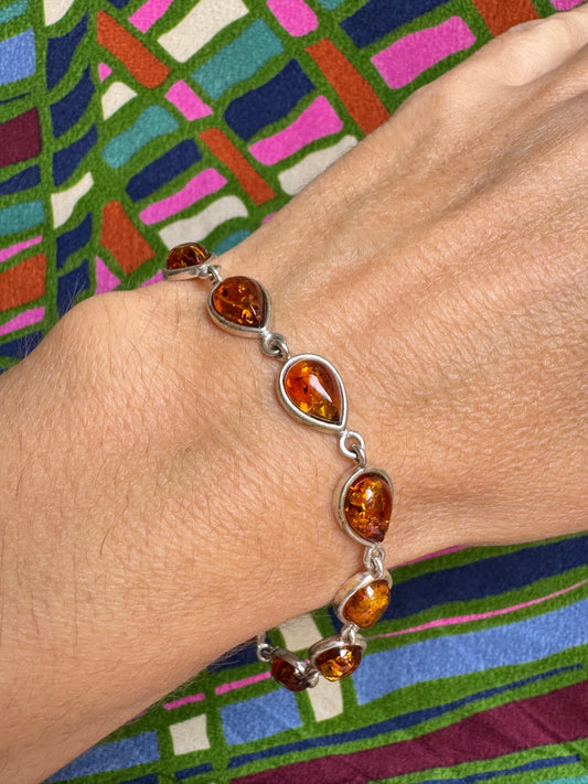 Armband aus 925er Silber und Bernstein 9AB