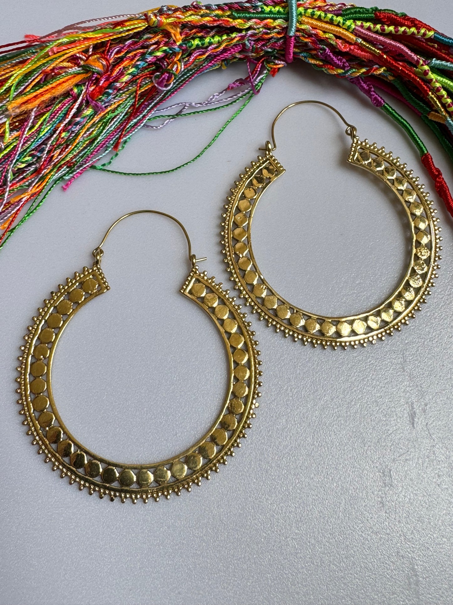 Golden boho giant circle earrings