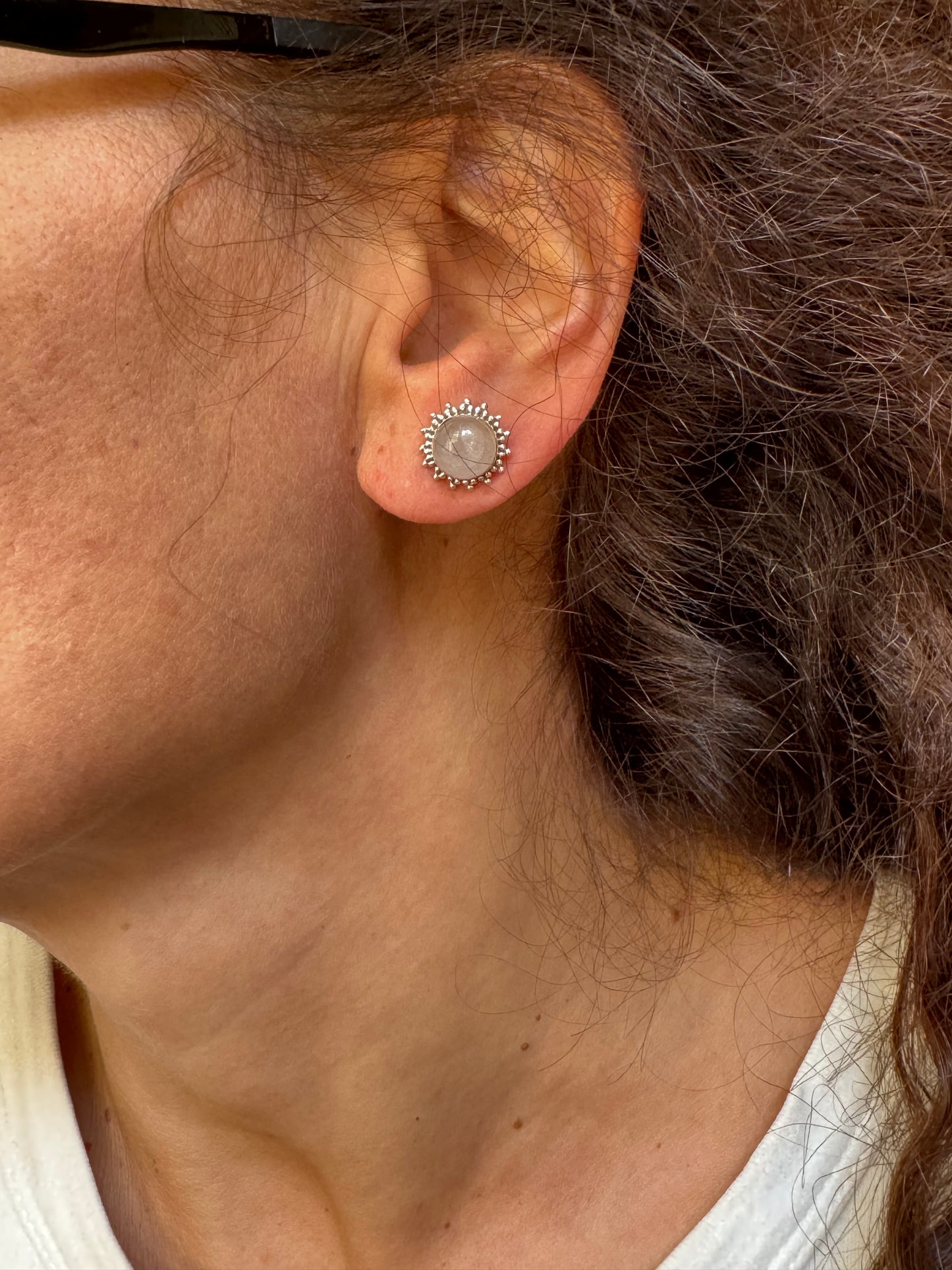 925 silver rose quartz stud earrings