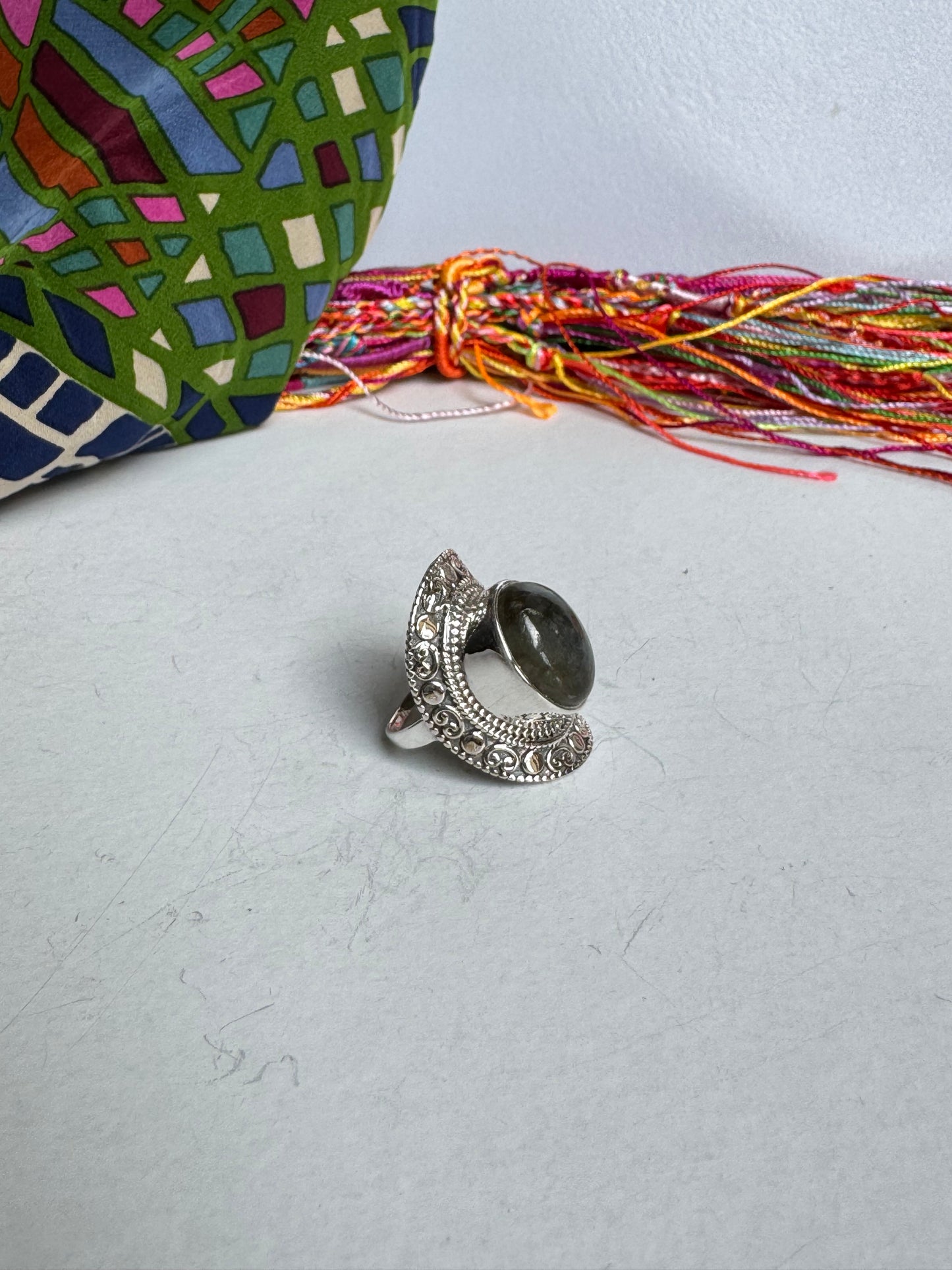 925 silver labradorite ring size 13 - 17K