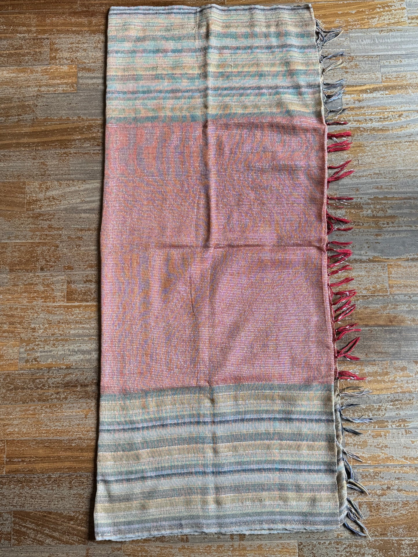 Pashmina scarf stole India green and pink