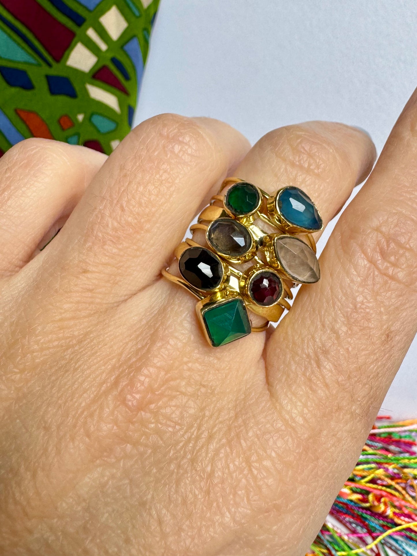 Anello boho dorato multifilo misura 16
