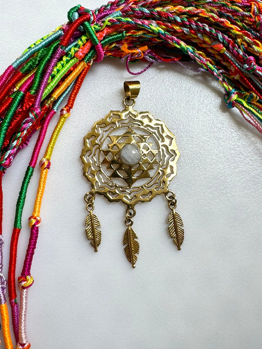 Golden necklace with moonstone pendant